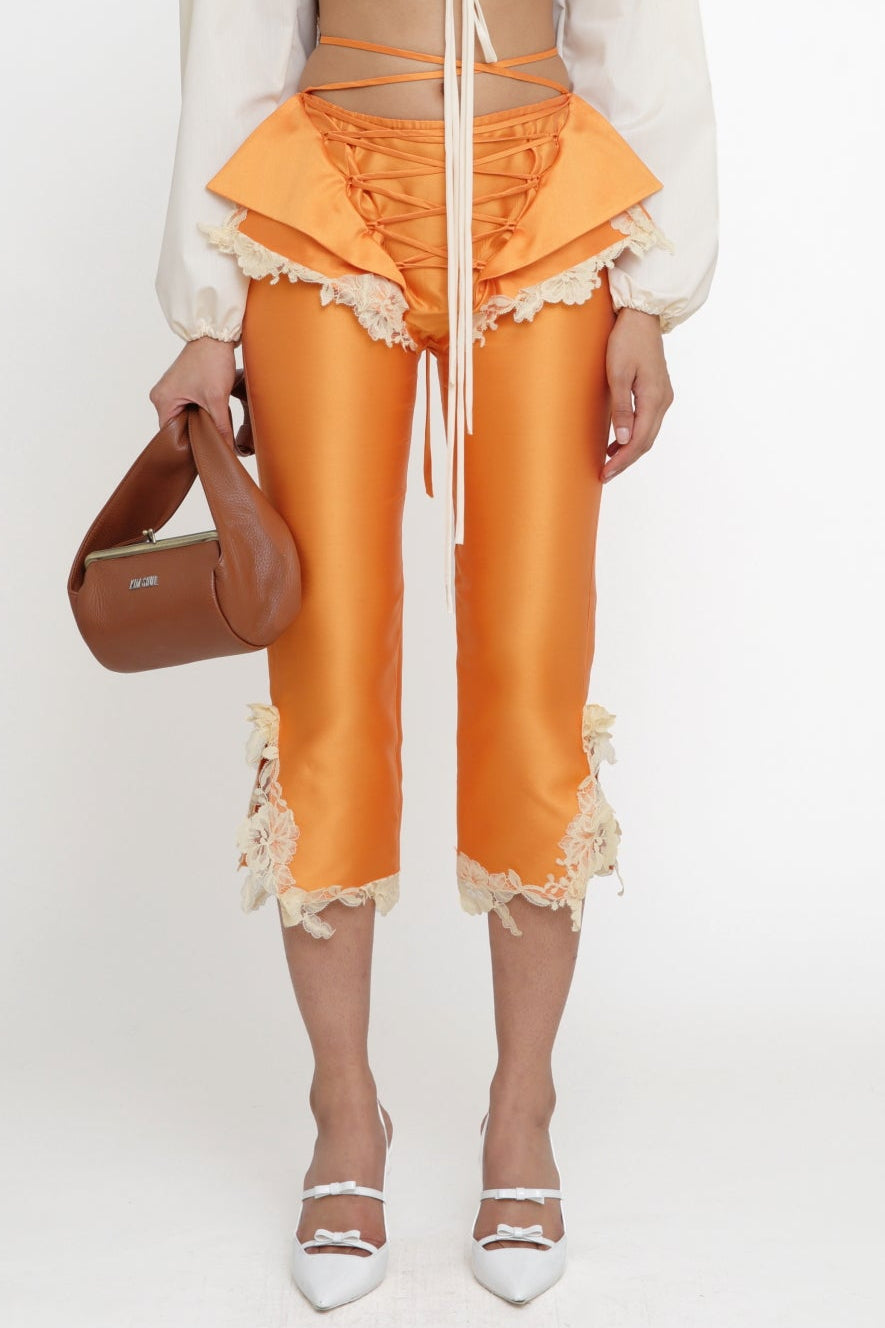 Amina Orange Lace Up Pants- pre order