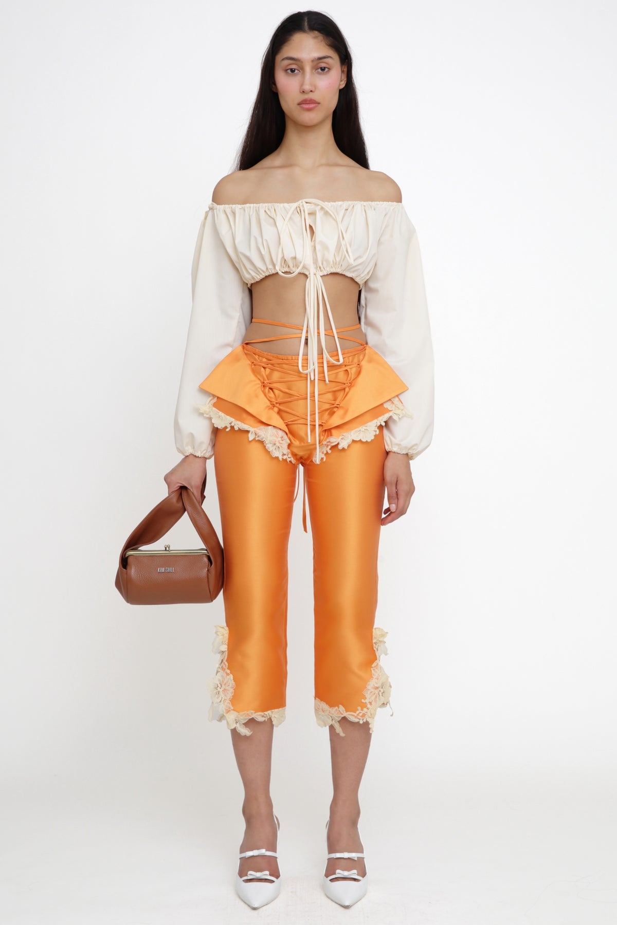 Amina Orange Lace Up Pants- pre order
