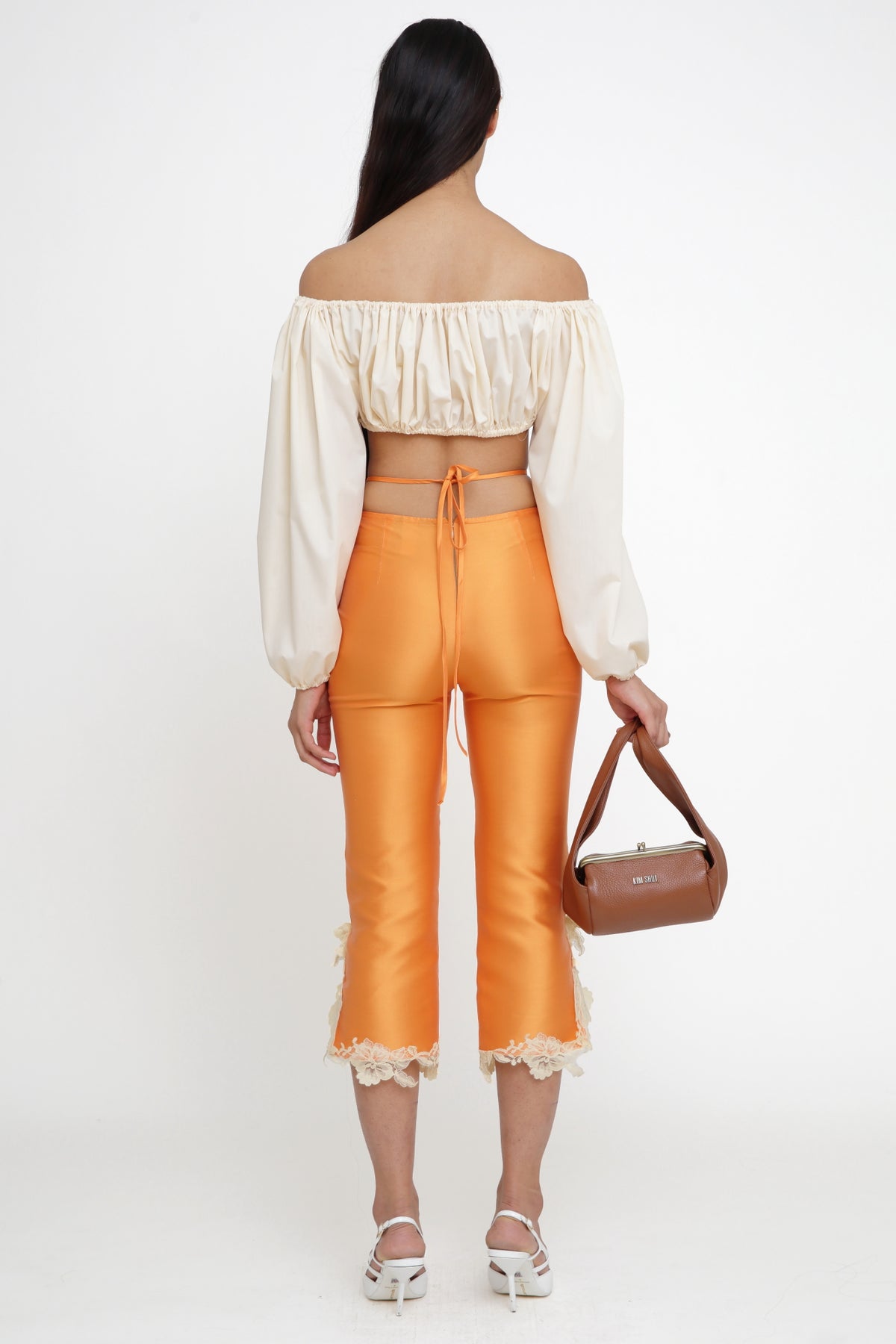 Amina Orange Lace Up Pants- pre order