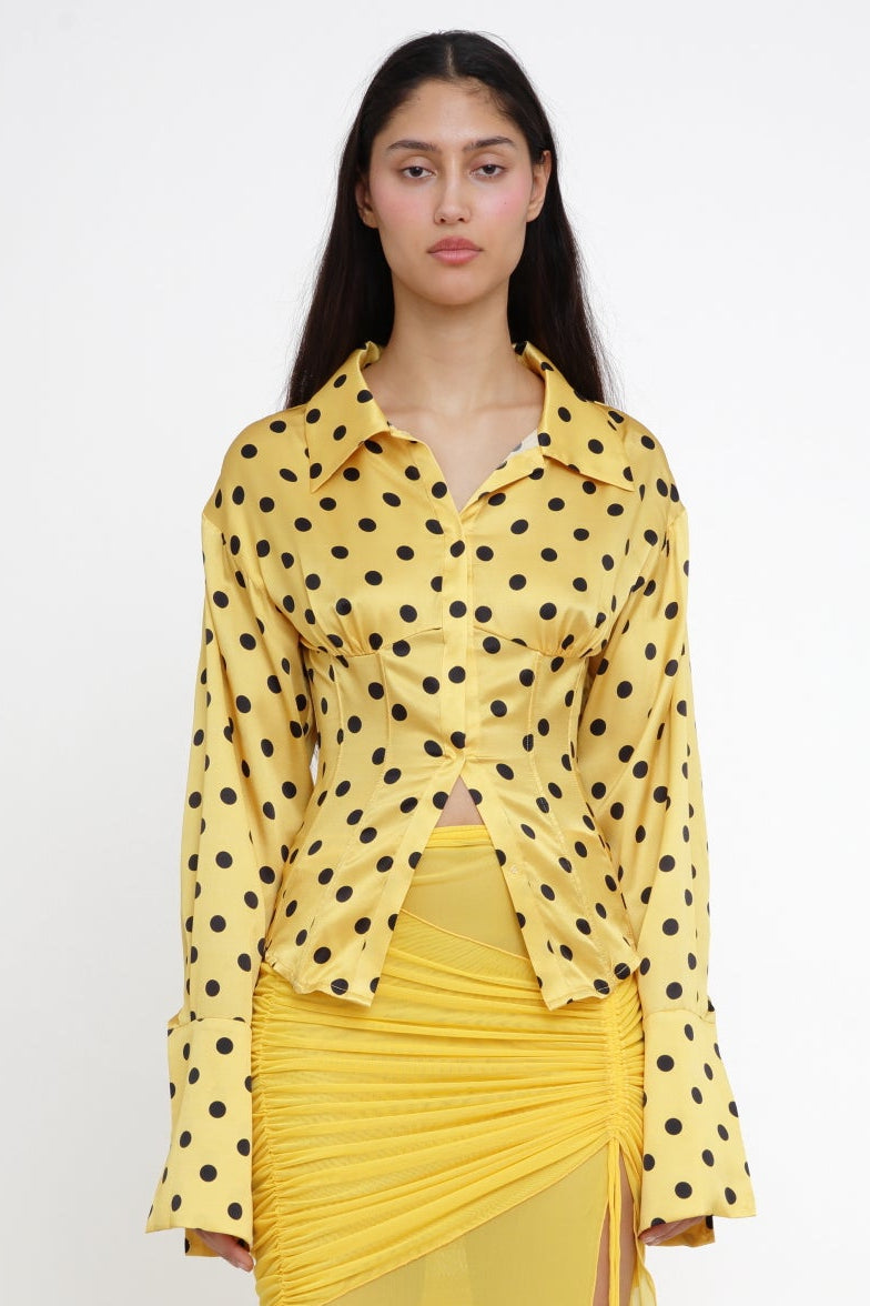Polka-dot Blouse in Yellow -Pre Order