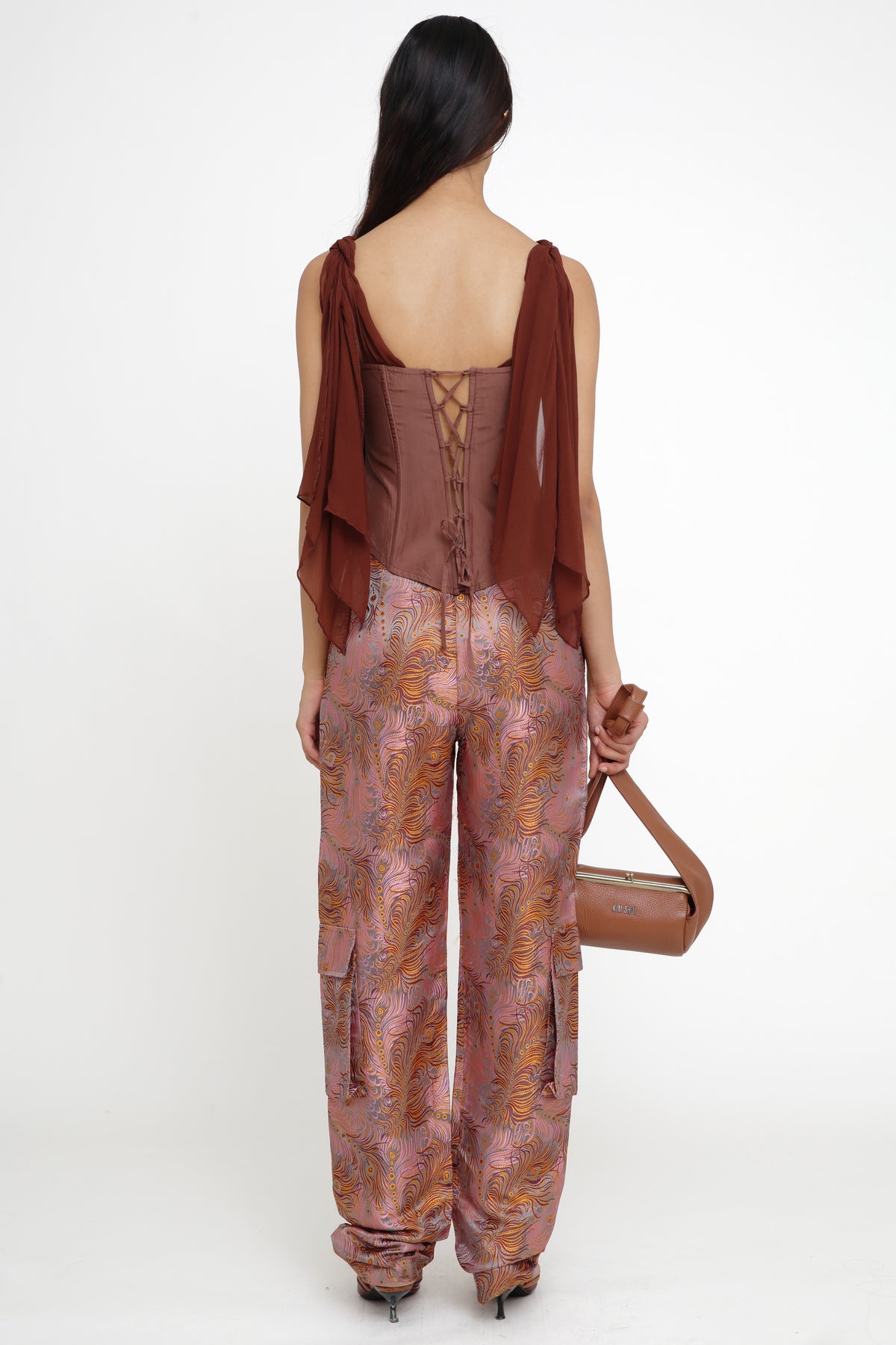 Mauve Brocade Cargo Pants-Pre Order