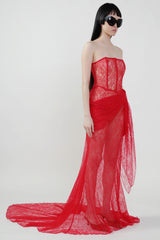 Pre Order: Red Lace Corset Gown