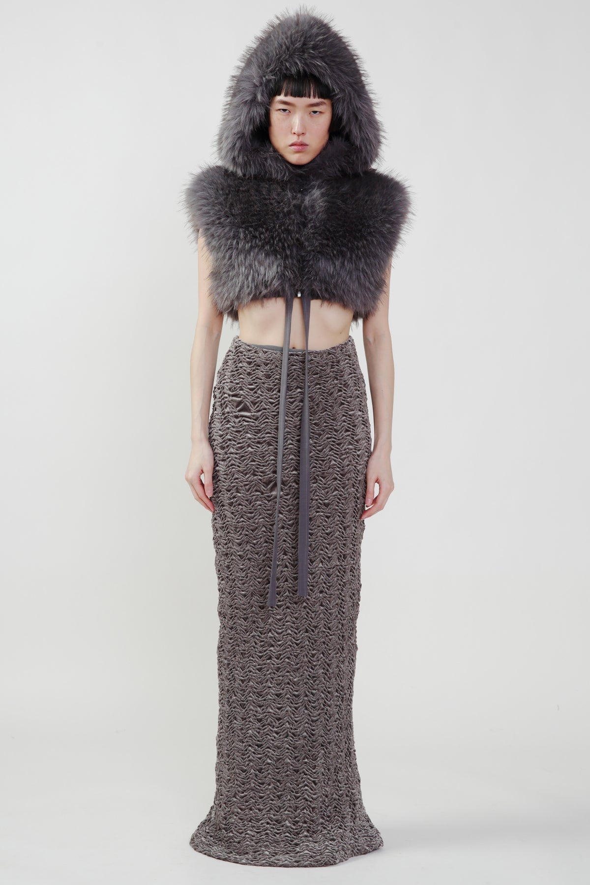 Cropped Vegan Fur Hoody Vest