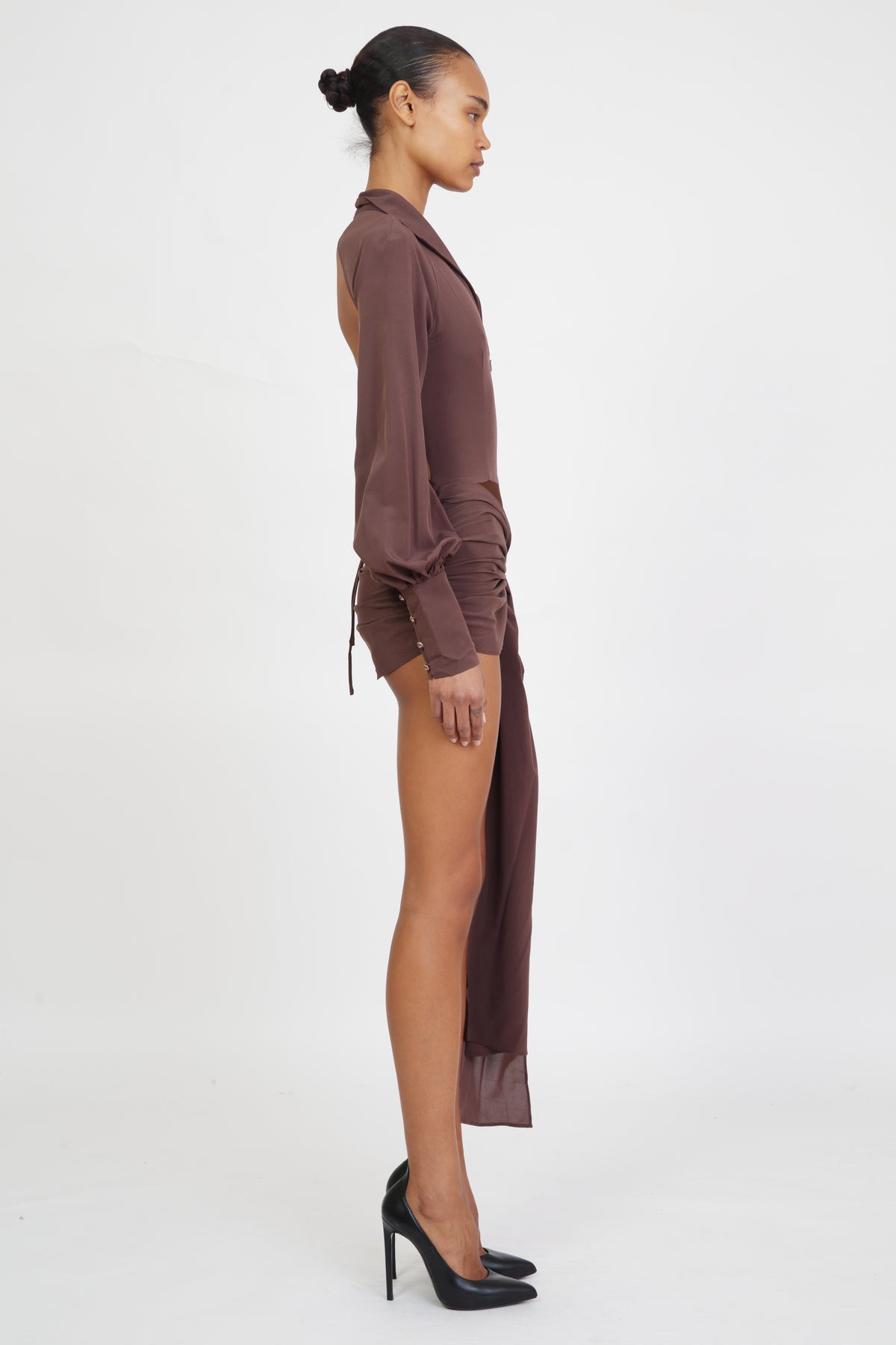 Jeannie Mini Dress in Brown