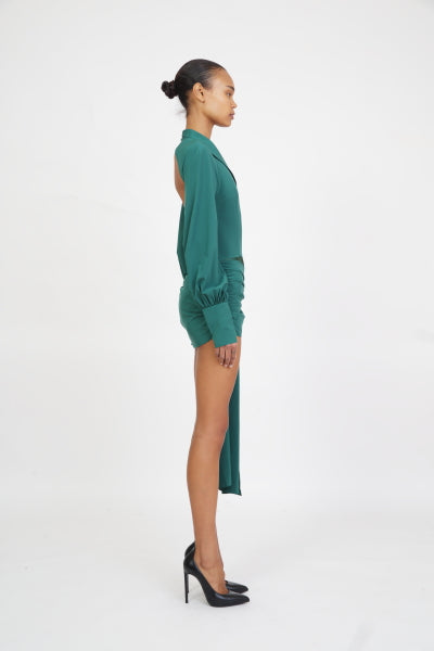 Jeannie Mini Dress in Emerald Green