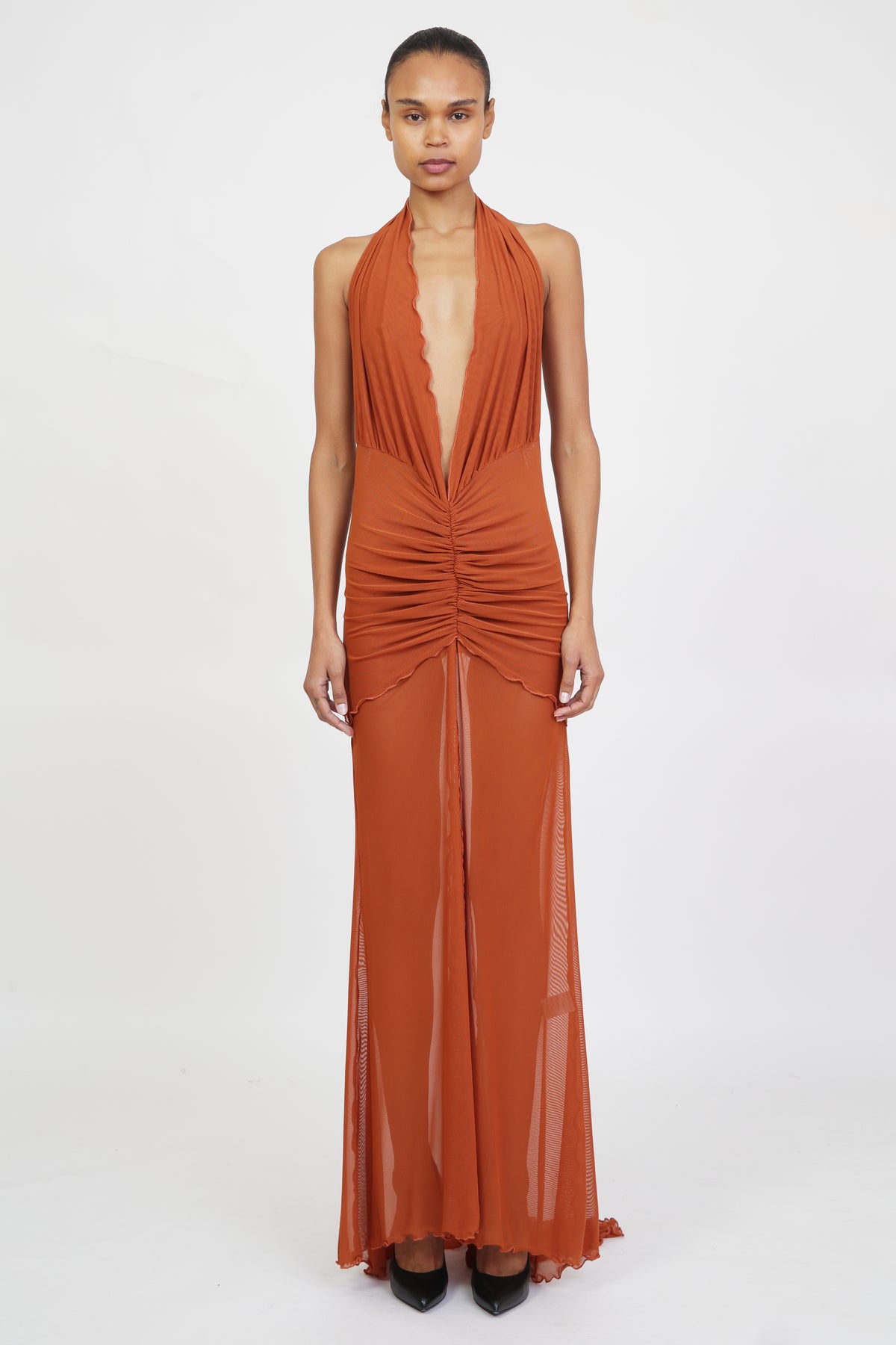 Mesh Maxi Dress in Amber
