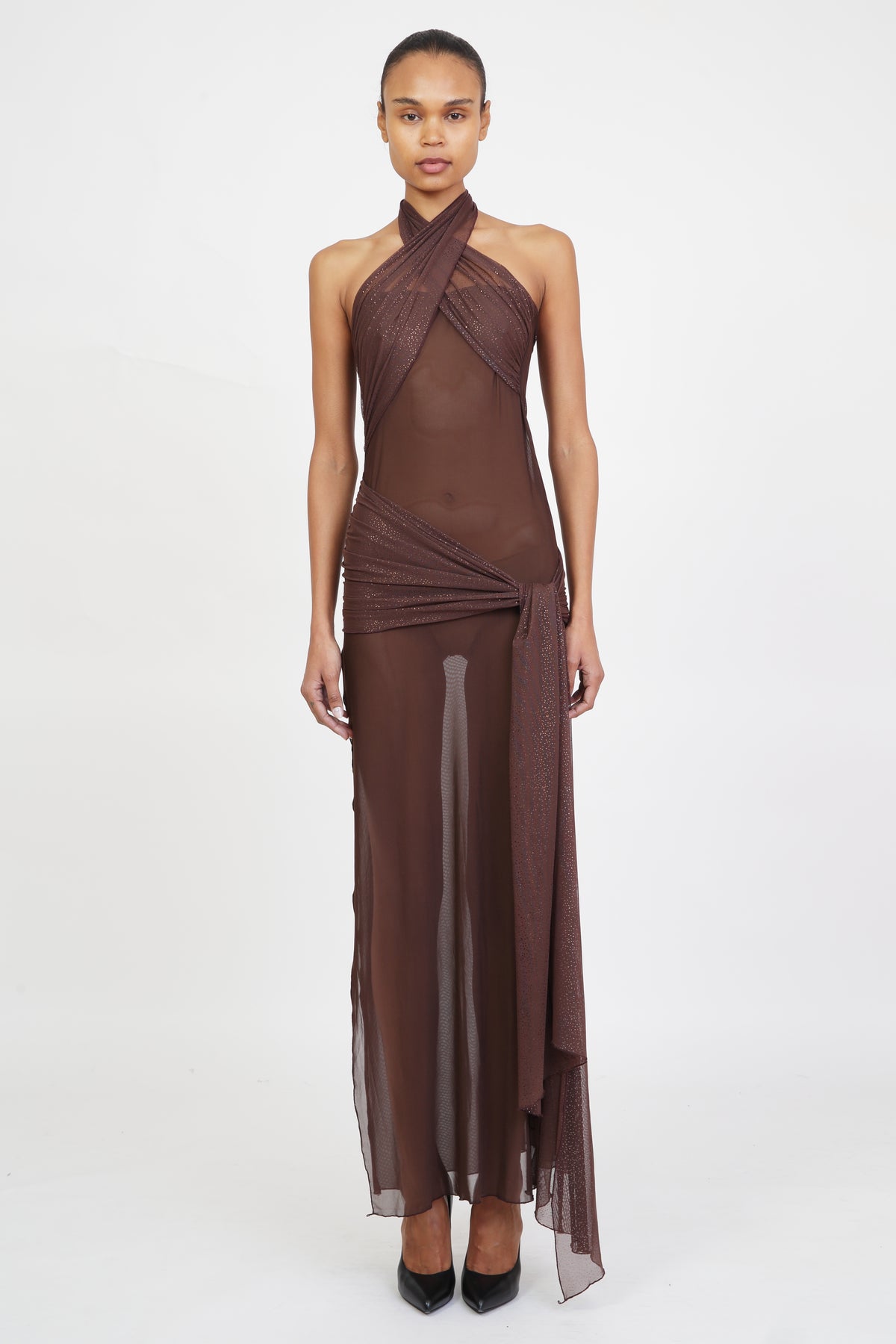 BROWN MESH GLITTER WRAP-Pre Order Medium / Amber BROWN MESH GLITTER WRAP-Pre Order Medium / Amber