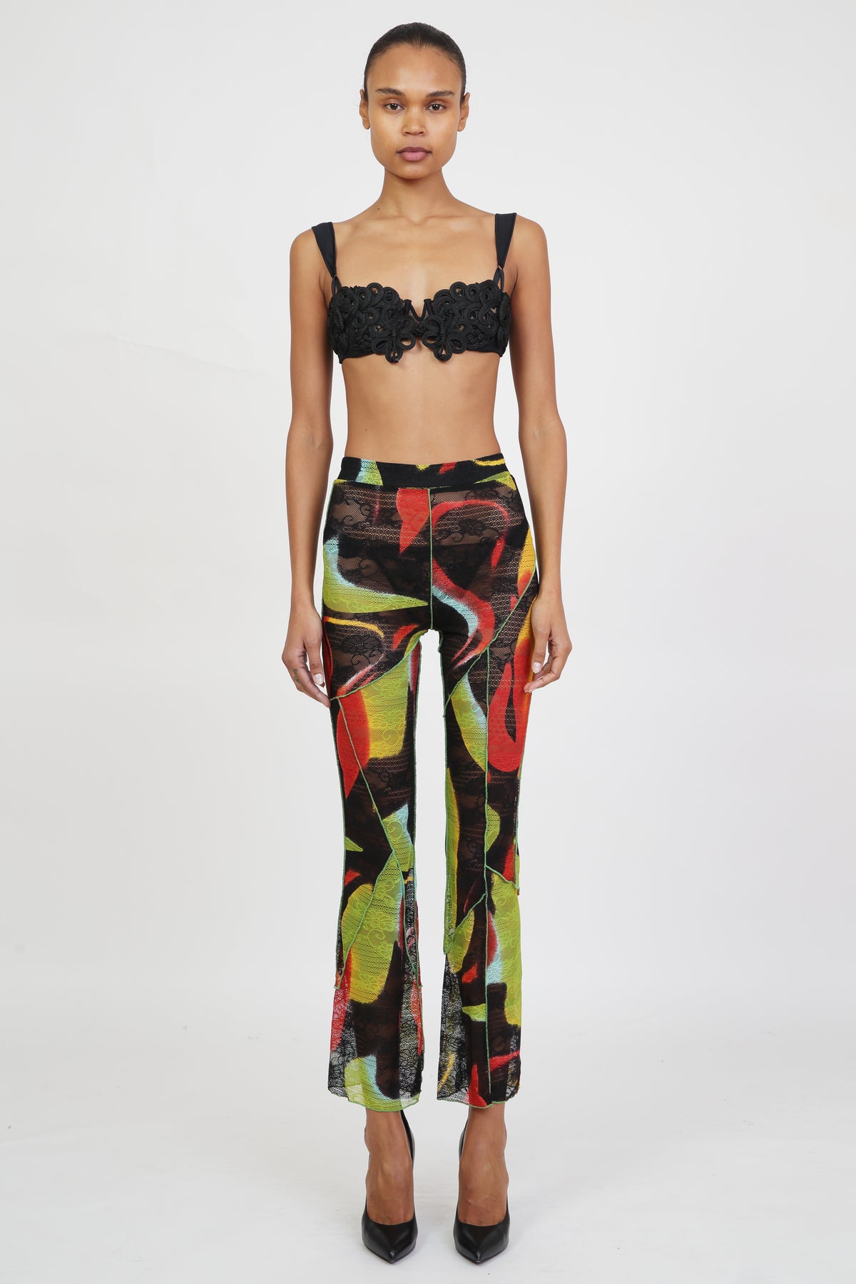 Green Swirl Stitch Pants