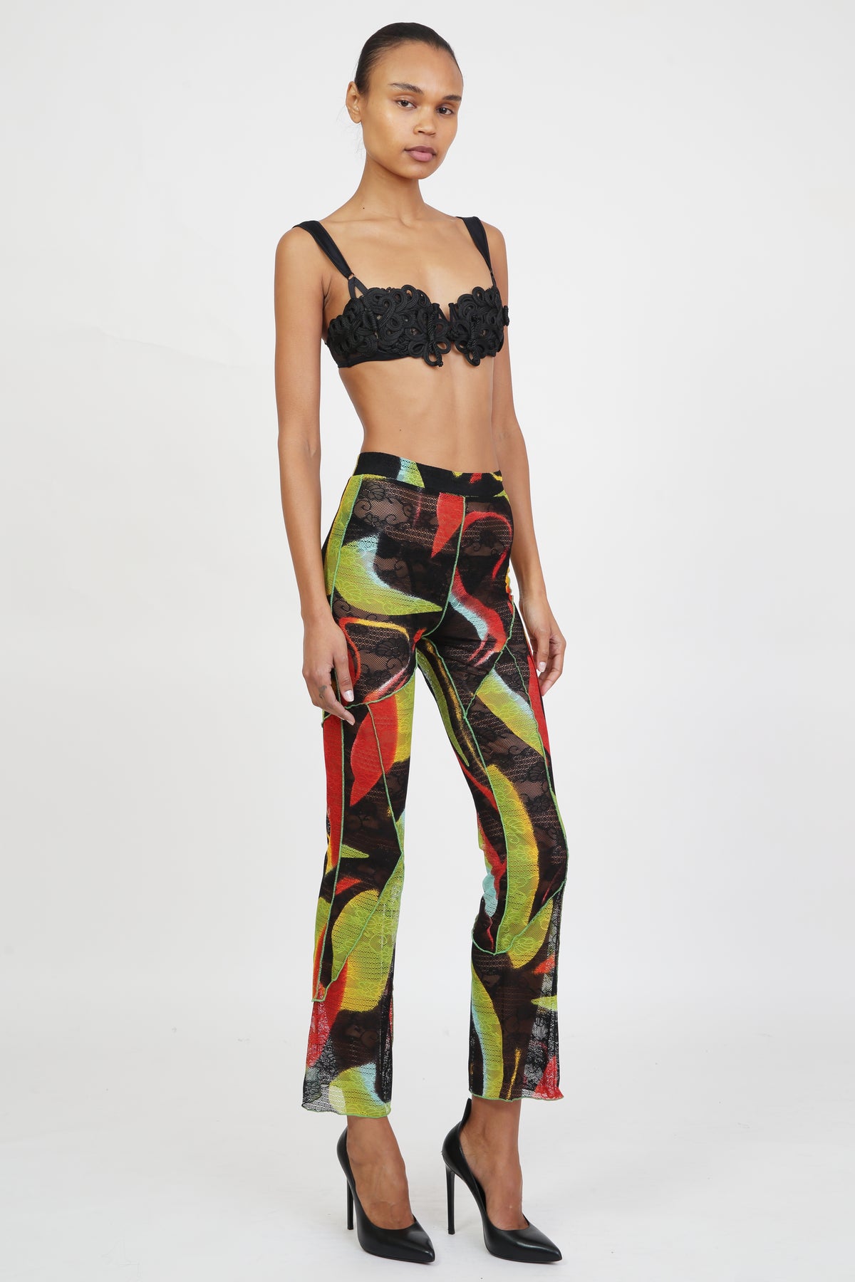 Green Swirl Stitch Pants