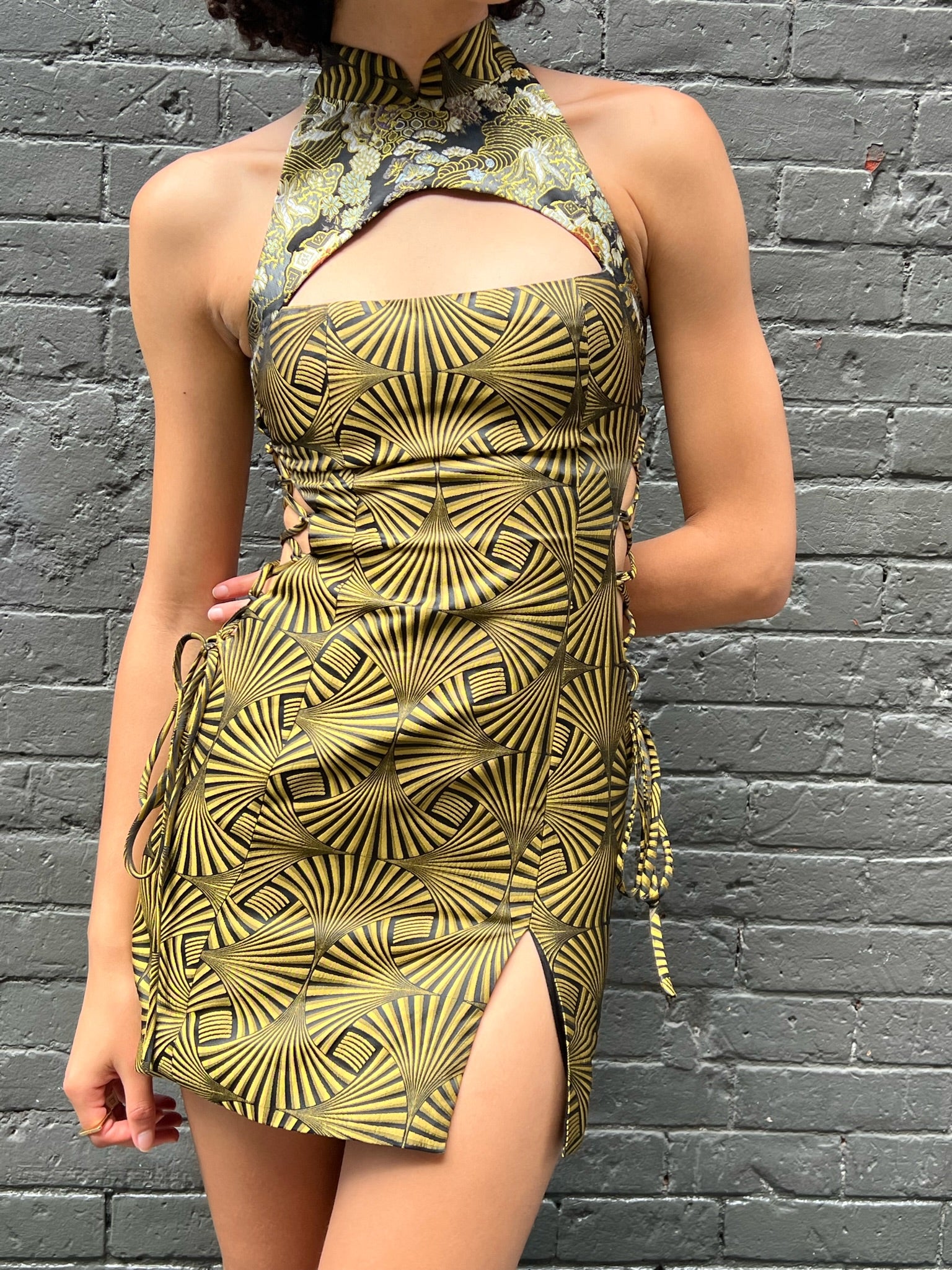Halter Brocade Qi Pao Dress Medium Halter Brocade Qi Pao Dress Medium