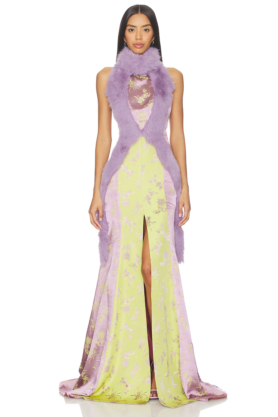 HALTER DRESS in Purple Floral