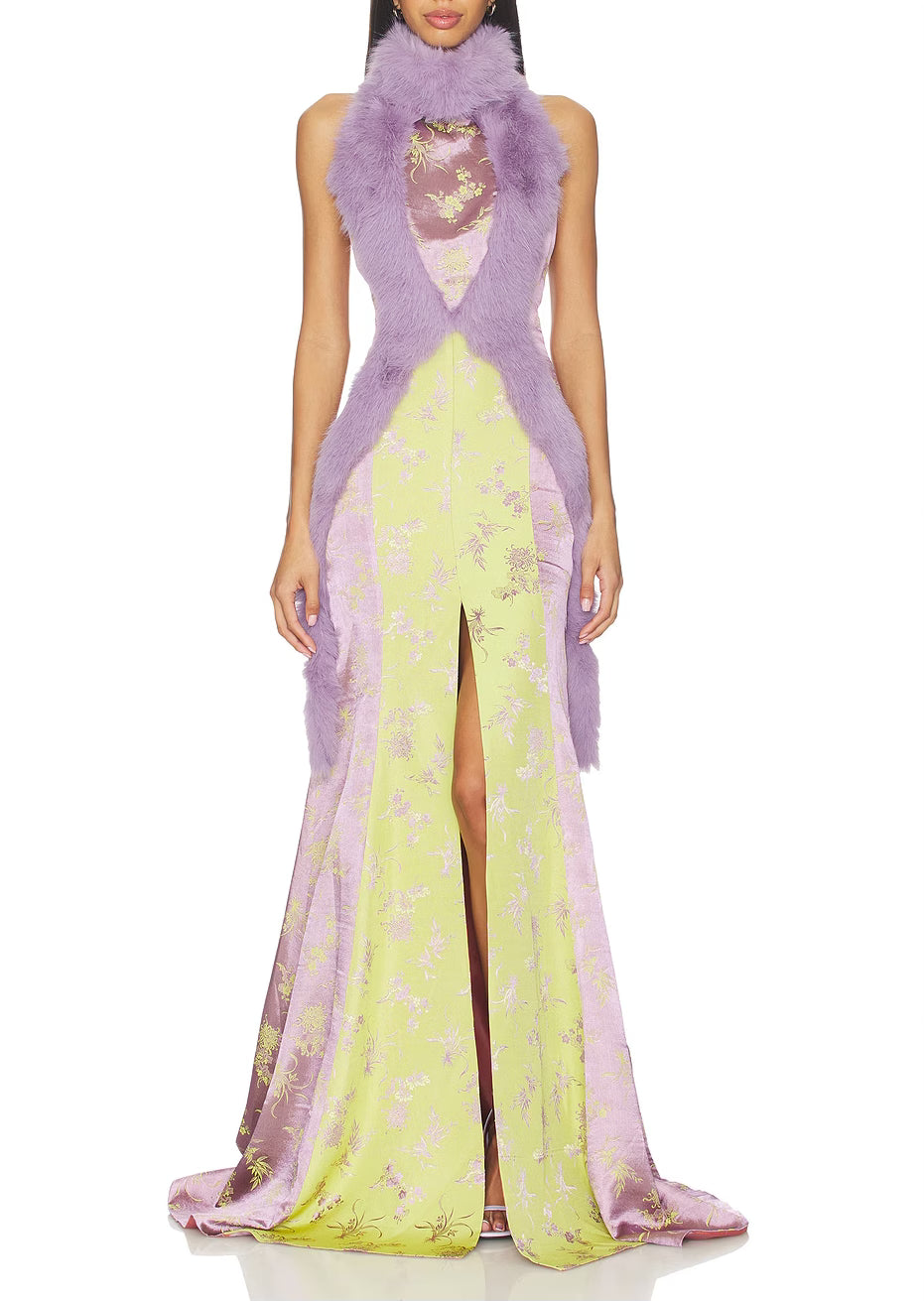 Halter Dress in Purple Floral - Pre Order