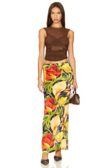 Floral Print Silk Maxi Skirt