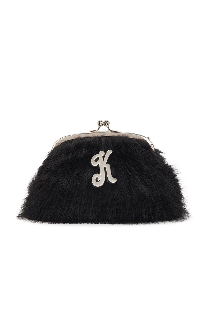KS Faux Fur Clutch in Black