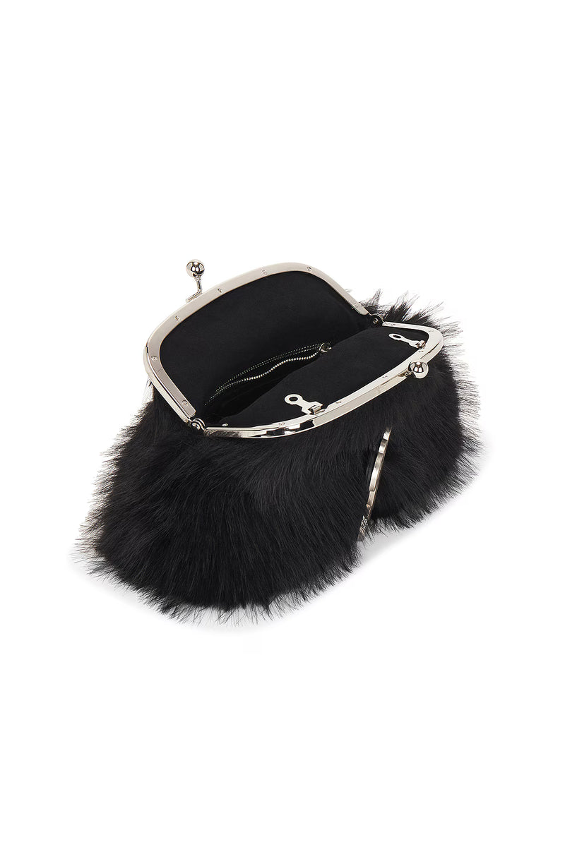KS Faux Fur Clutch in Black