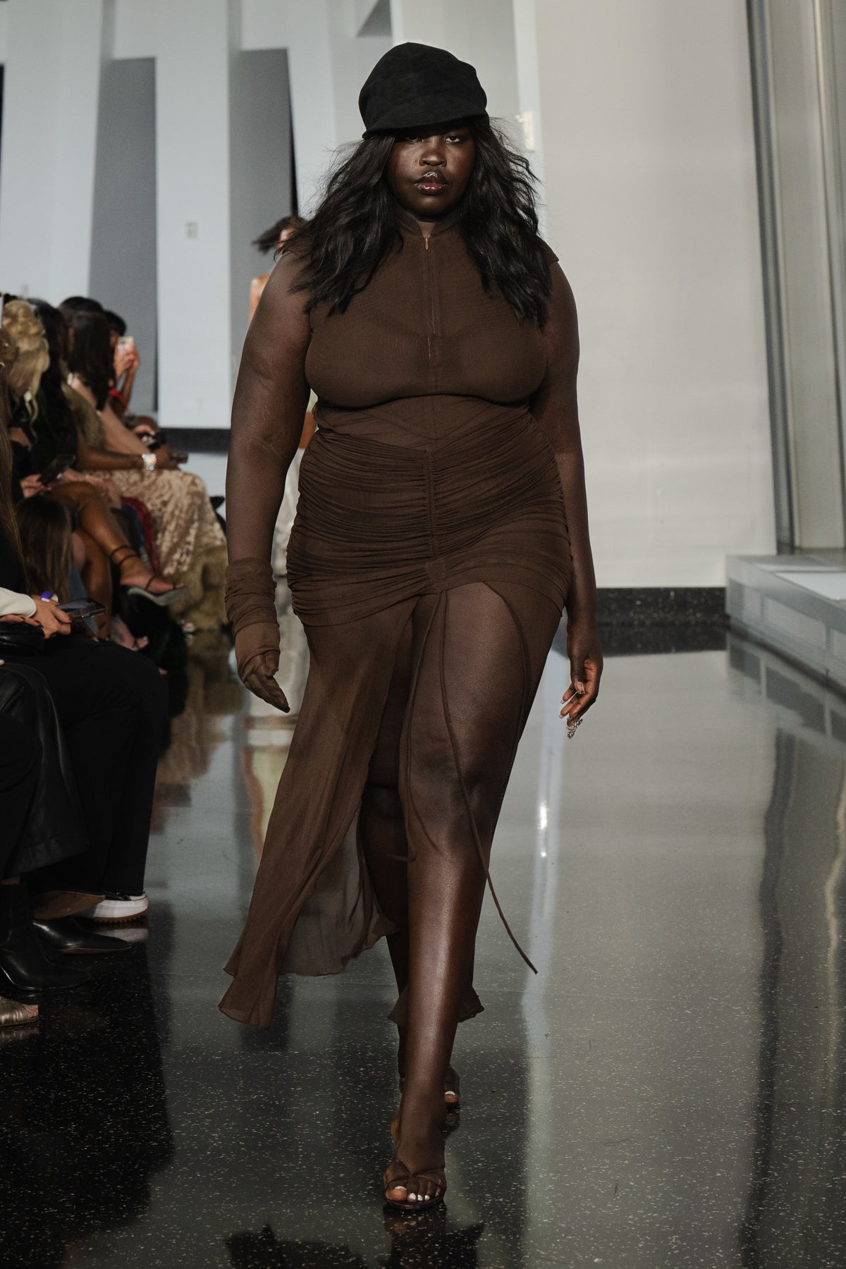 Anai Mesh Brown Dress -Pre Order