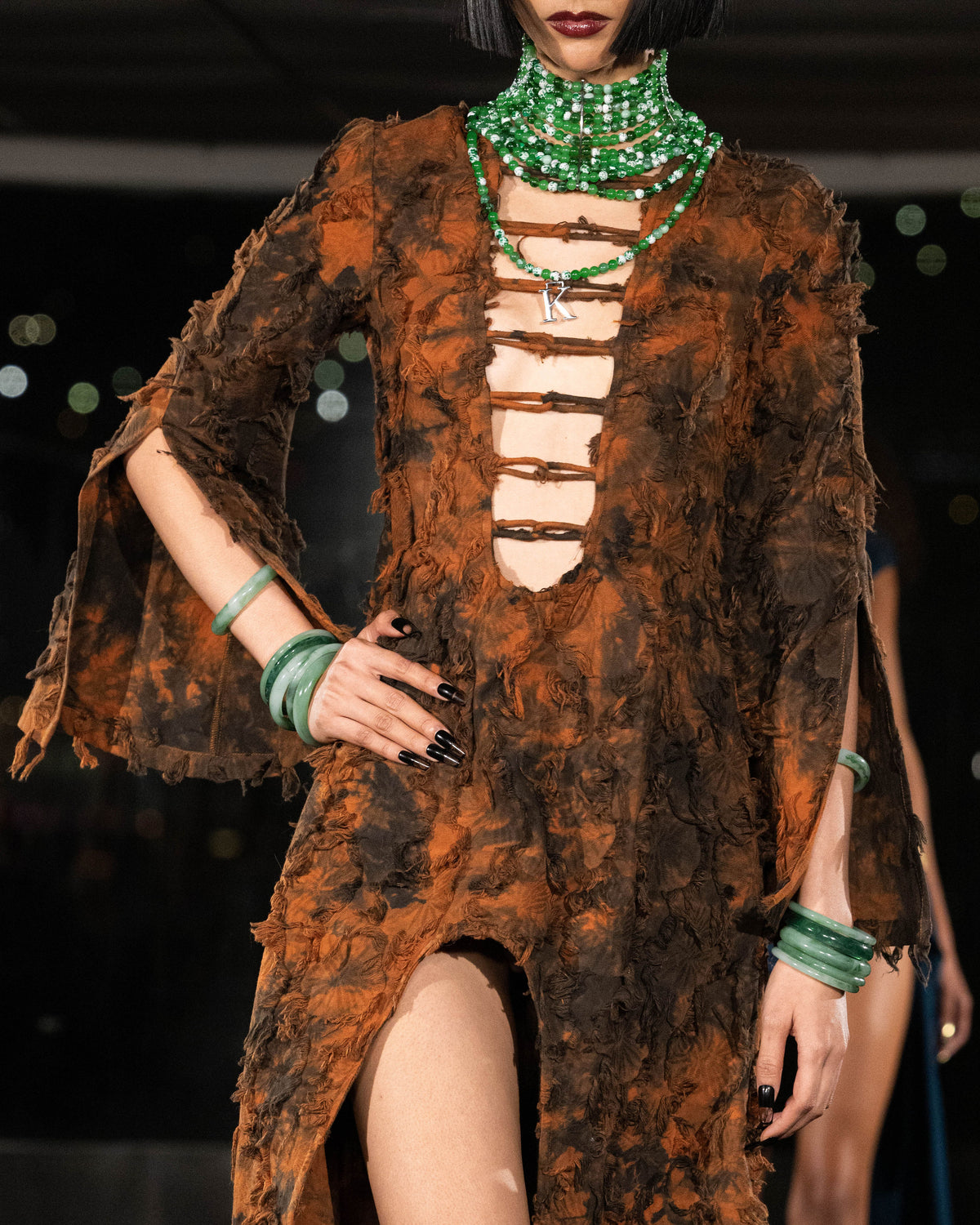 K beaded High Neck Necklaces in Green