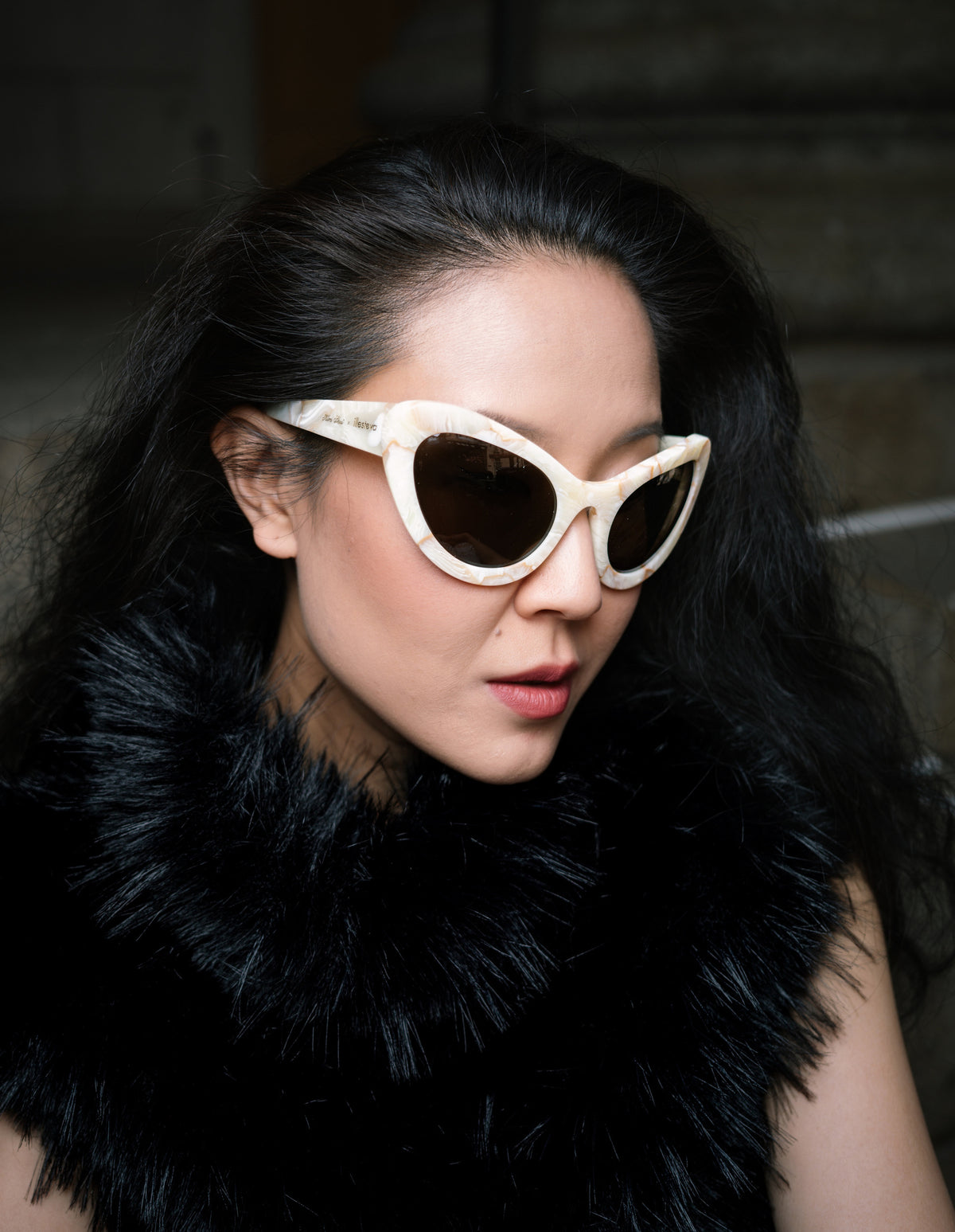 Kim Shui x illesteva -Sunglasses-Savannah Cream Marble/Grey