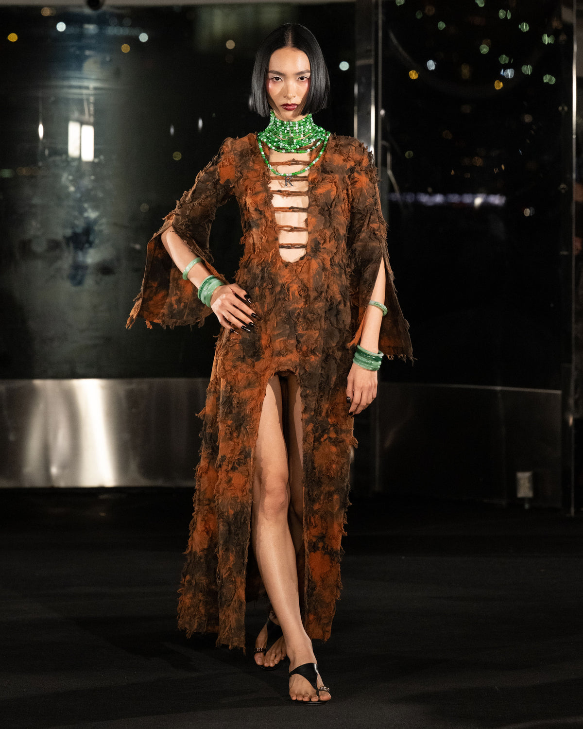 K beaded High Neck Necklaces in Green