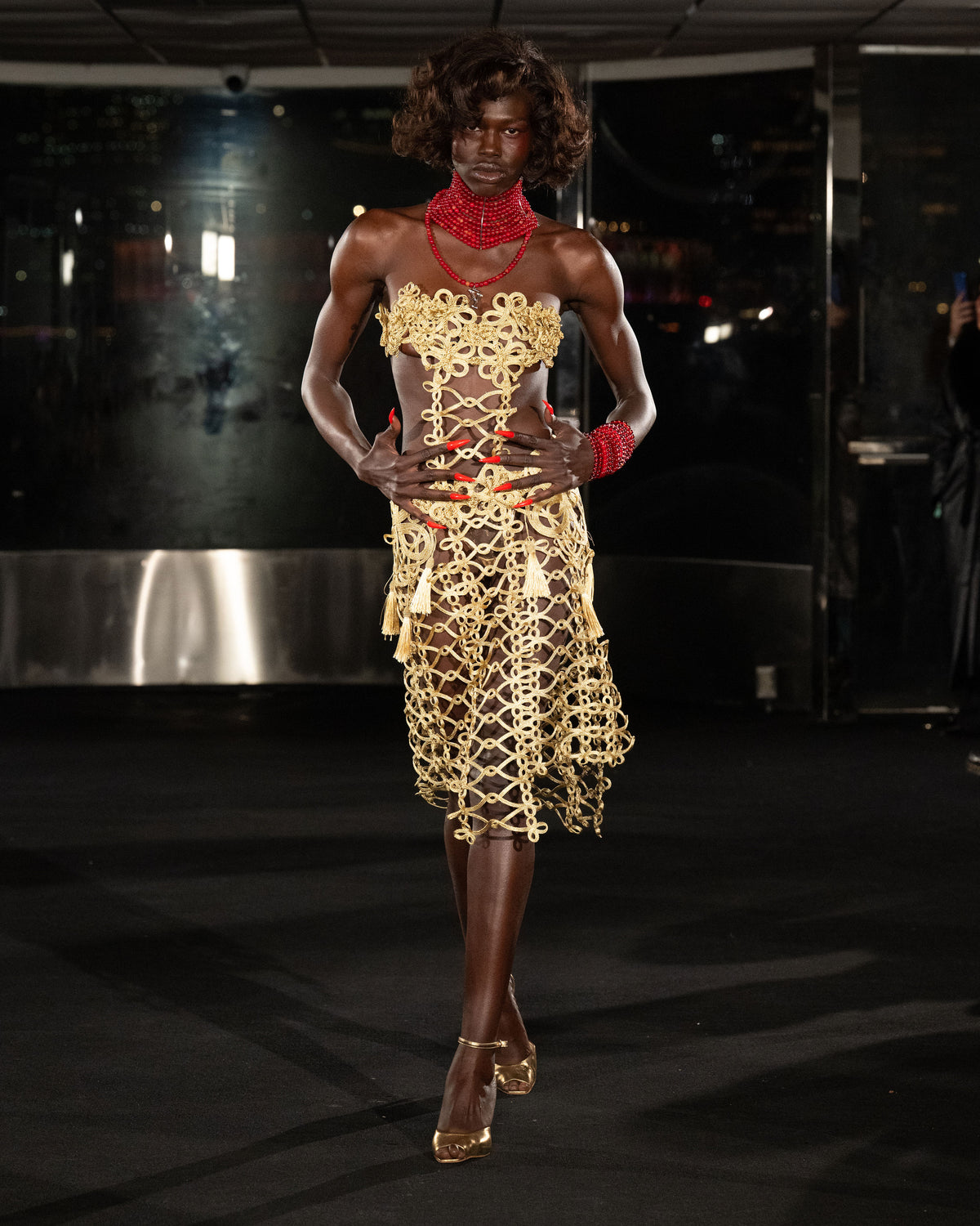 K beaded High Neck Necklaces in RED