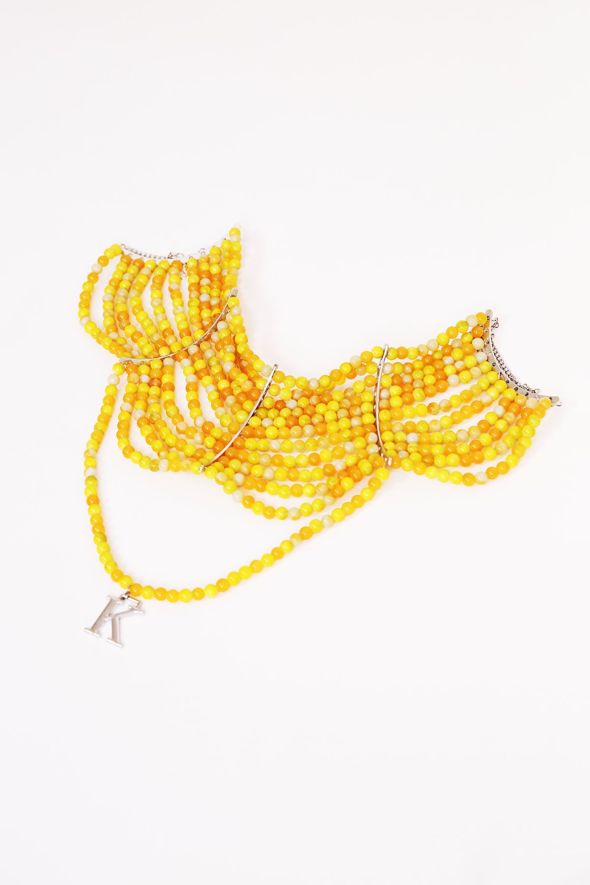 K beaded High Neck Necklaces in Yellow