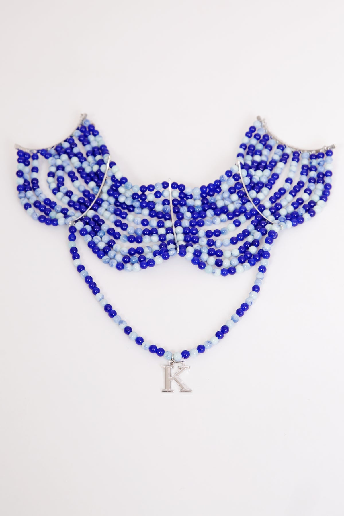 K beaded High Neck Necklaces in Blue