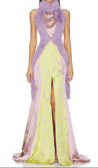 HALTER DRESS in Purple Floral - Pre Order