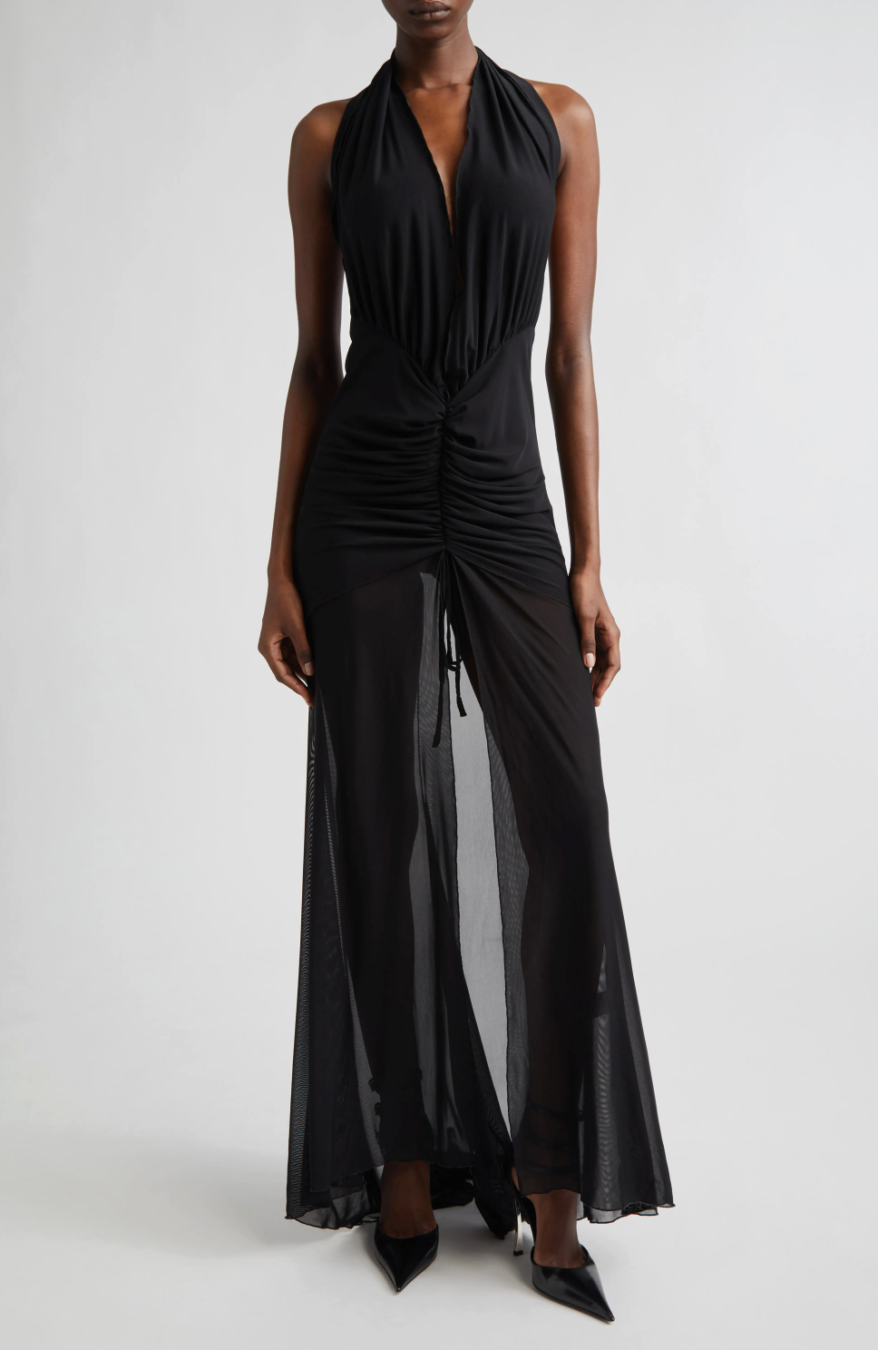 Mesh Maxi Dress in Black-Pre Order