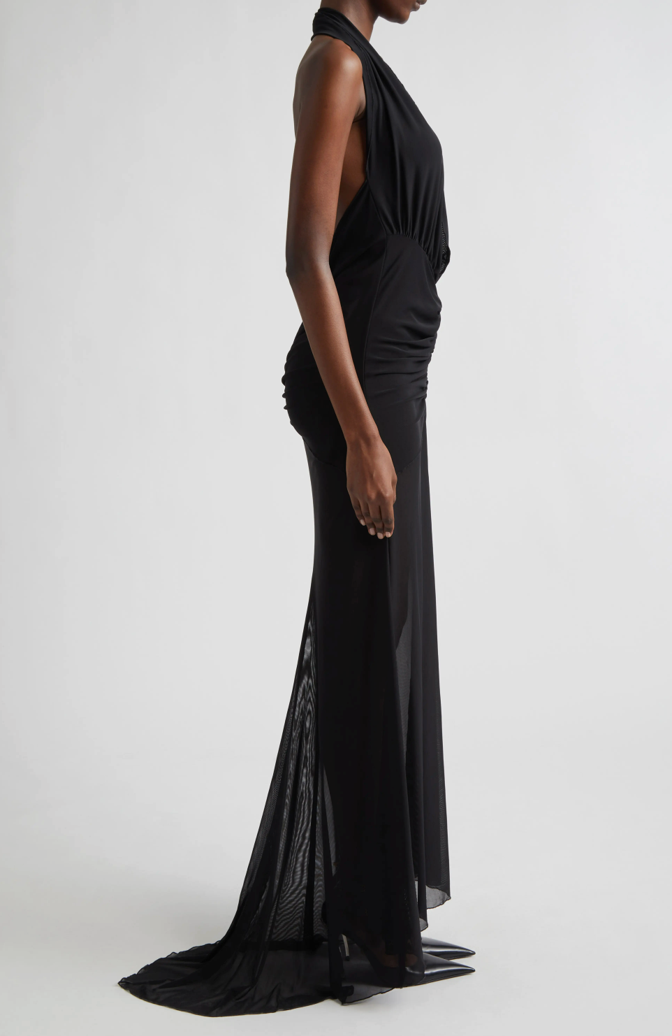 Mesh Maxi Dress in Black-Pre Order