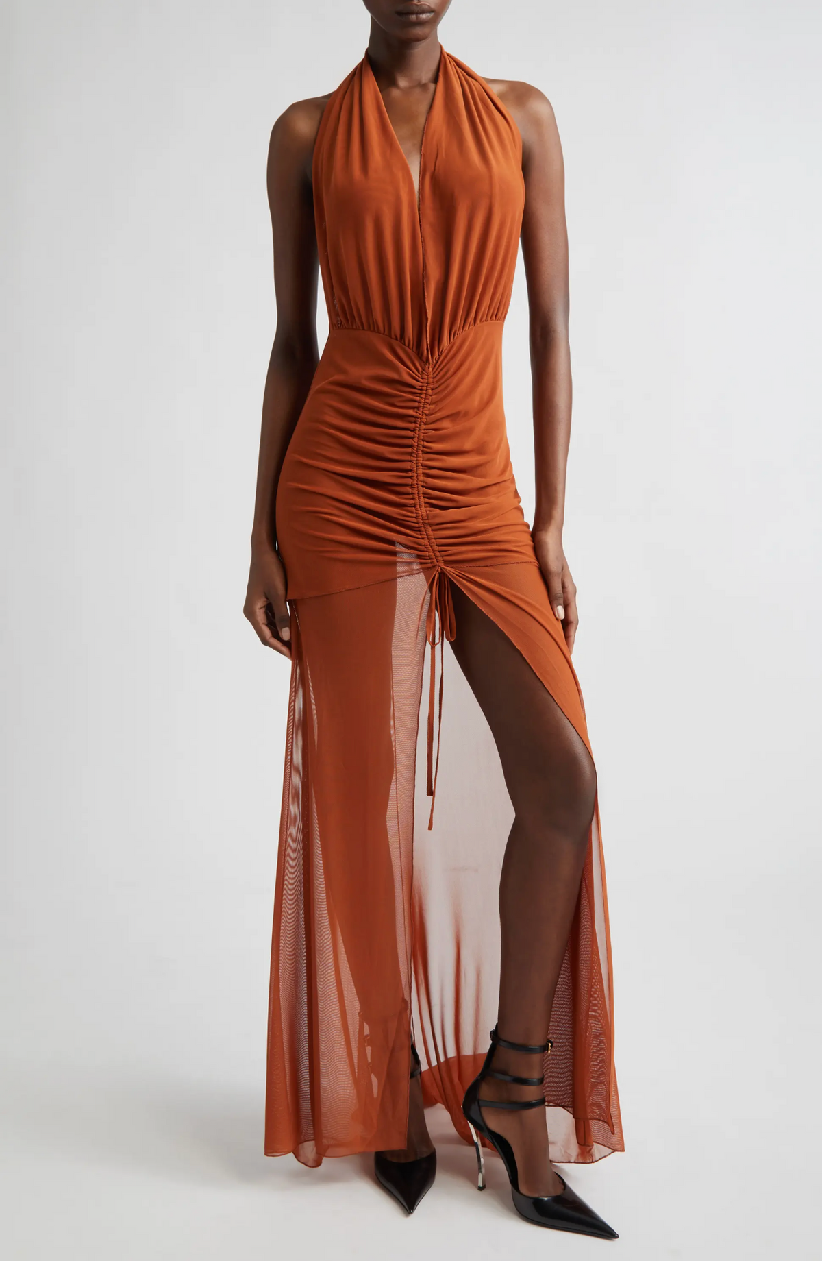 Mesh Maxi Dress in Amber