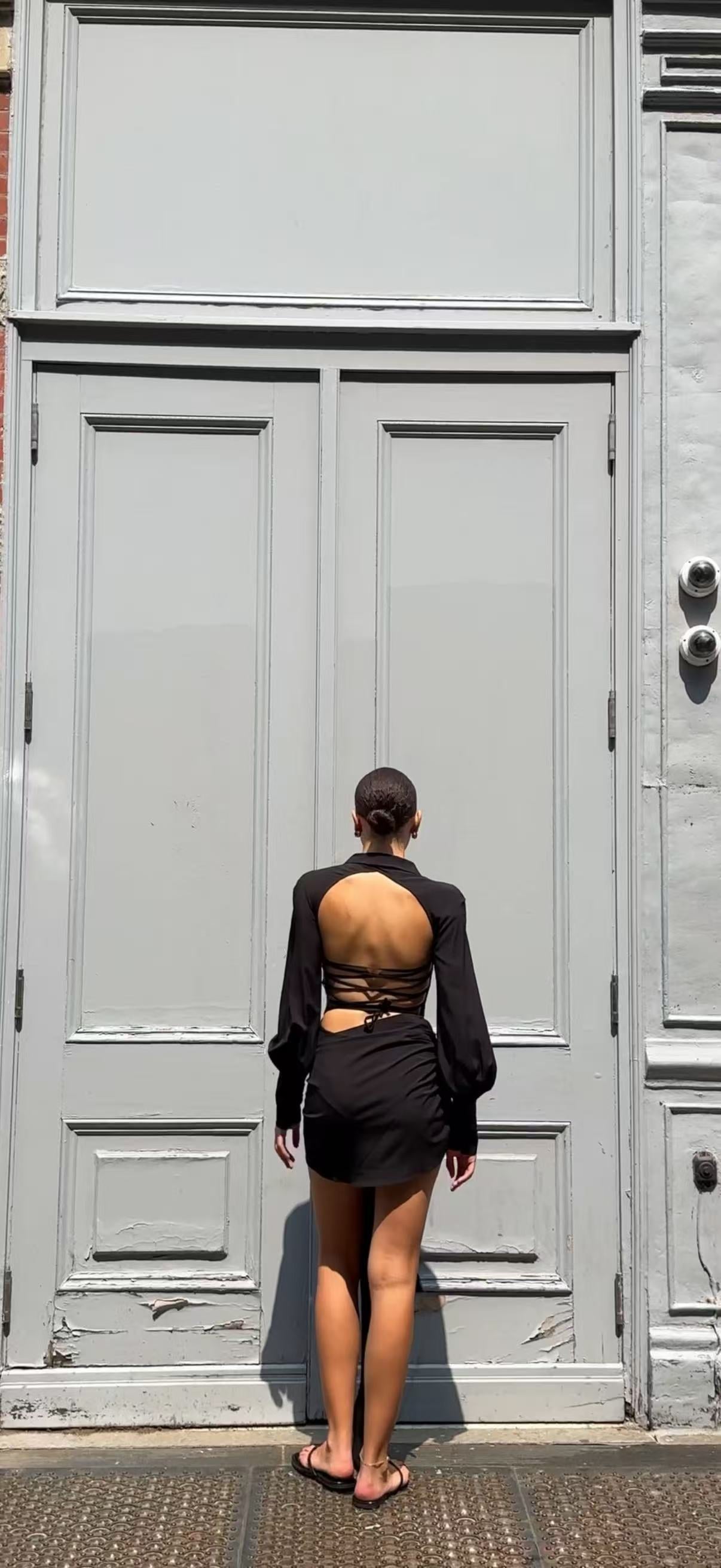 Jeannie Mini Dress in Black – Kim Shui Studio