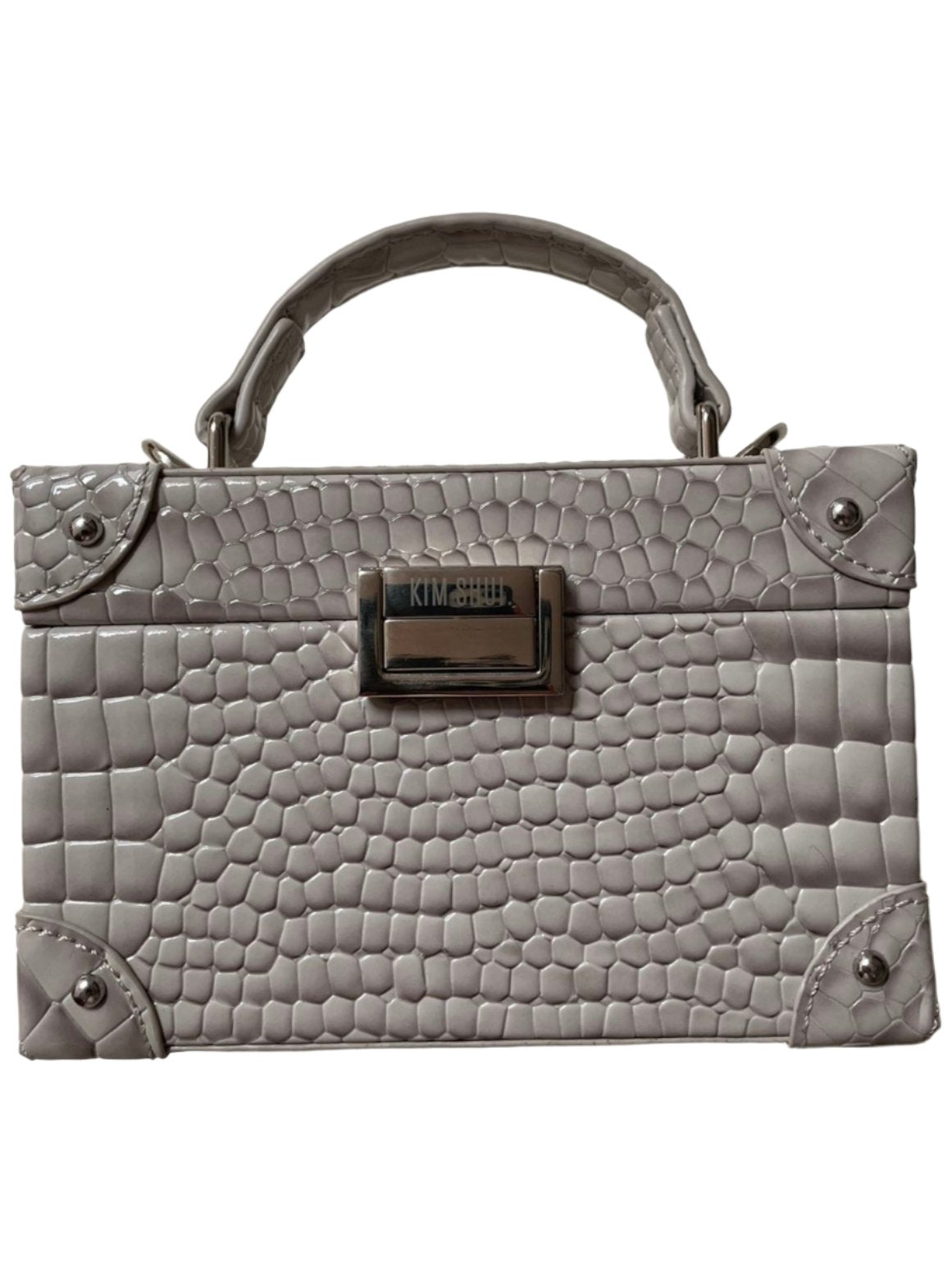 Mini Box Bag In Silver CROC