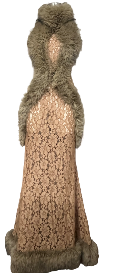 Grace Lace Trim Faux Fur Dress -Pre-Order