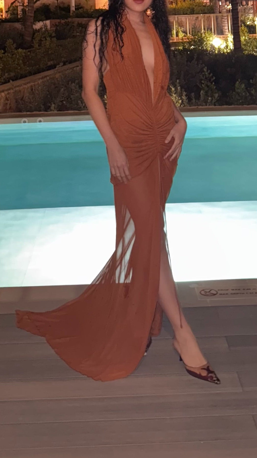 Mesh Maxi Dress in Amber