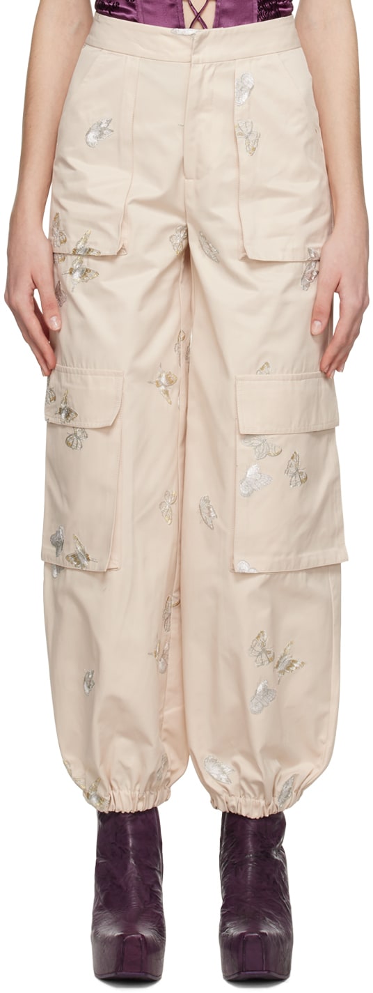 Butterfly Embroidery Cargo Pants