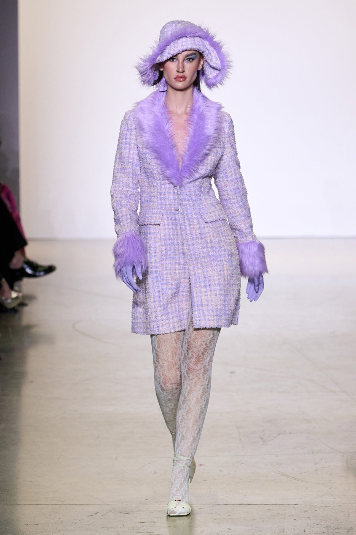 Lilac Vegan Fur Tweed Coat-final sale