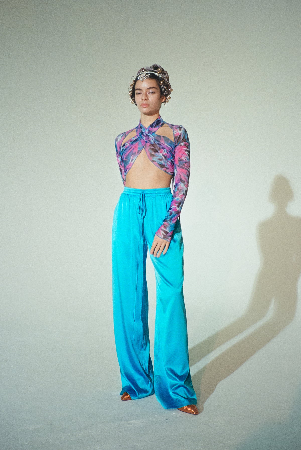 Blue Silk Lounge Pants