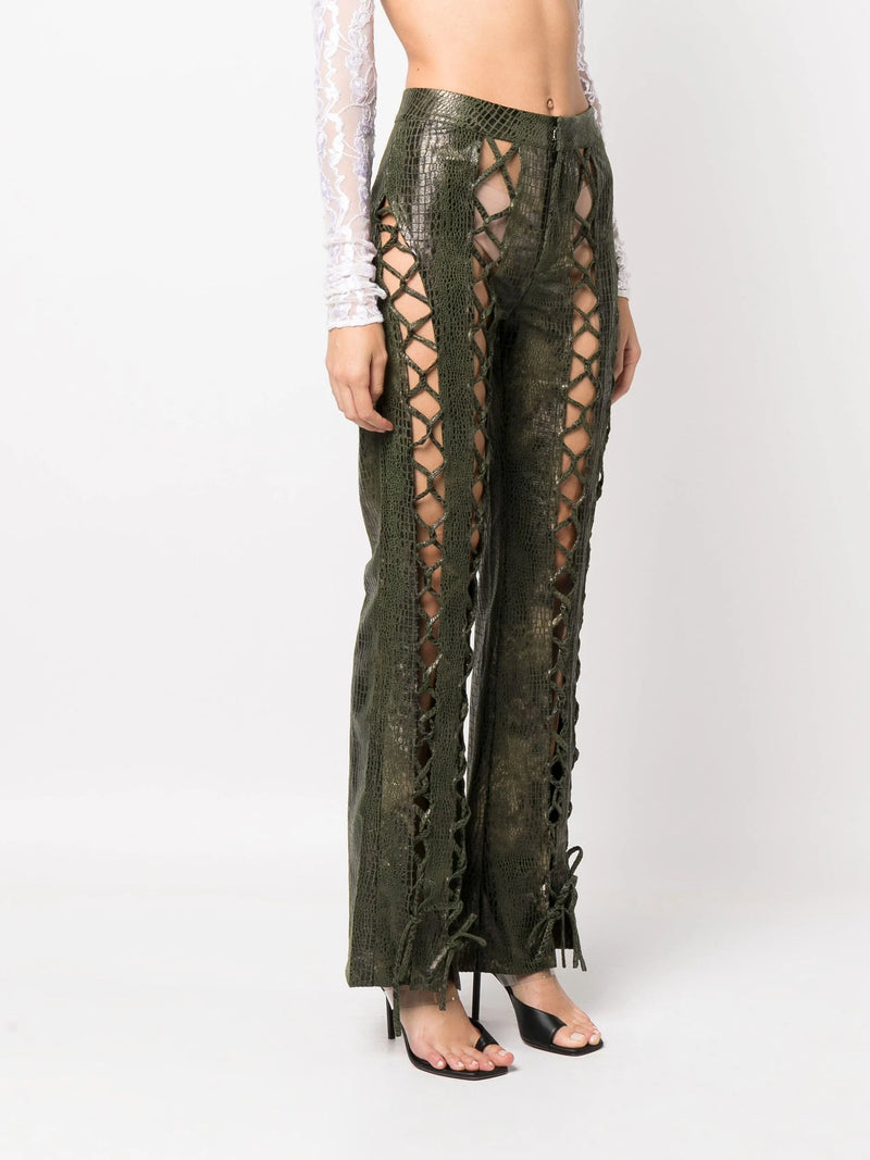 Pants with lace best sale