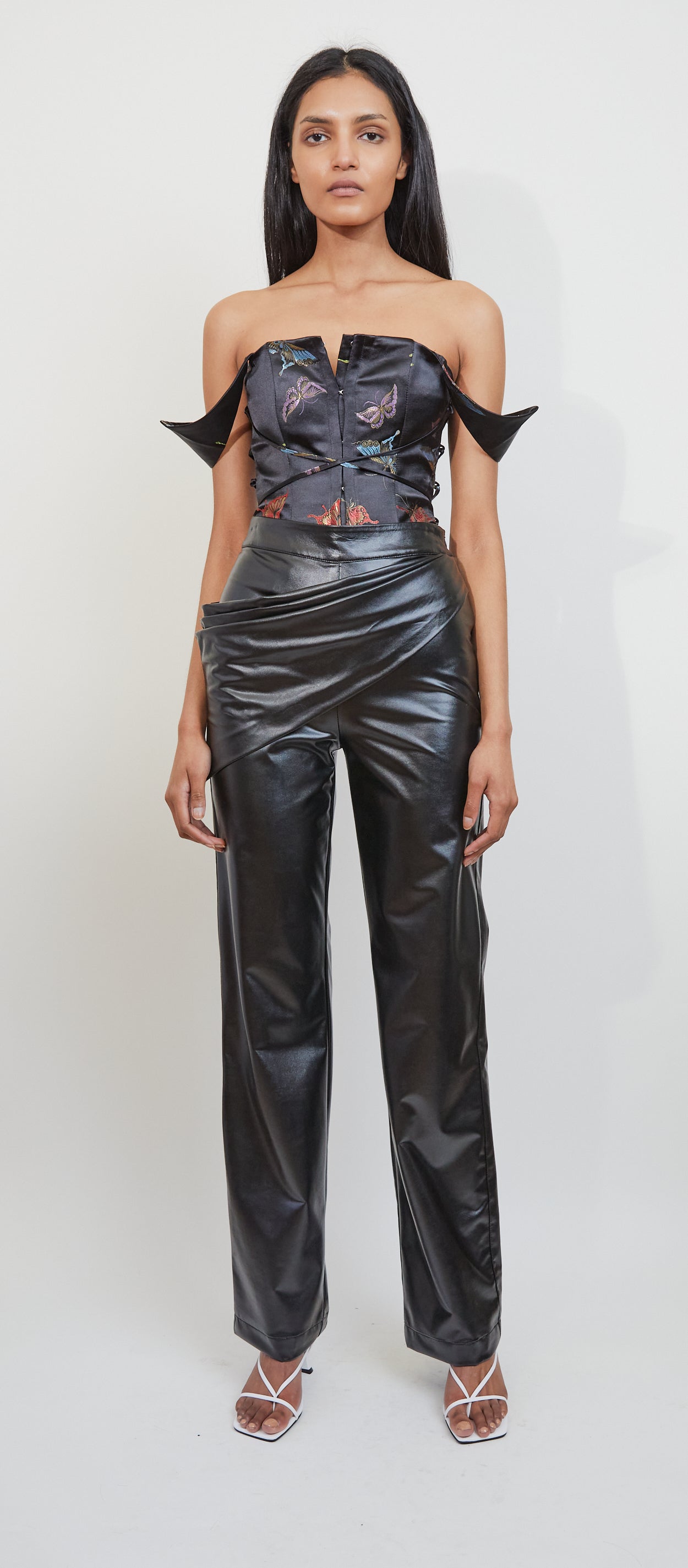 Black Butterfly Lace up Bustier X-Small / Black Black Butterfly Lace up Bustier X-Small / Black