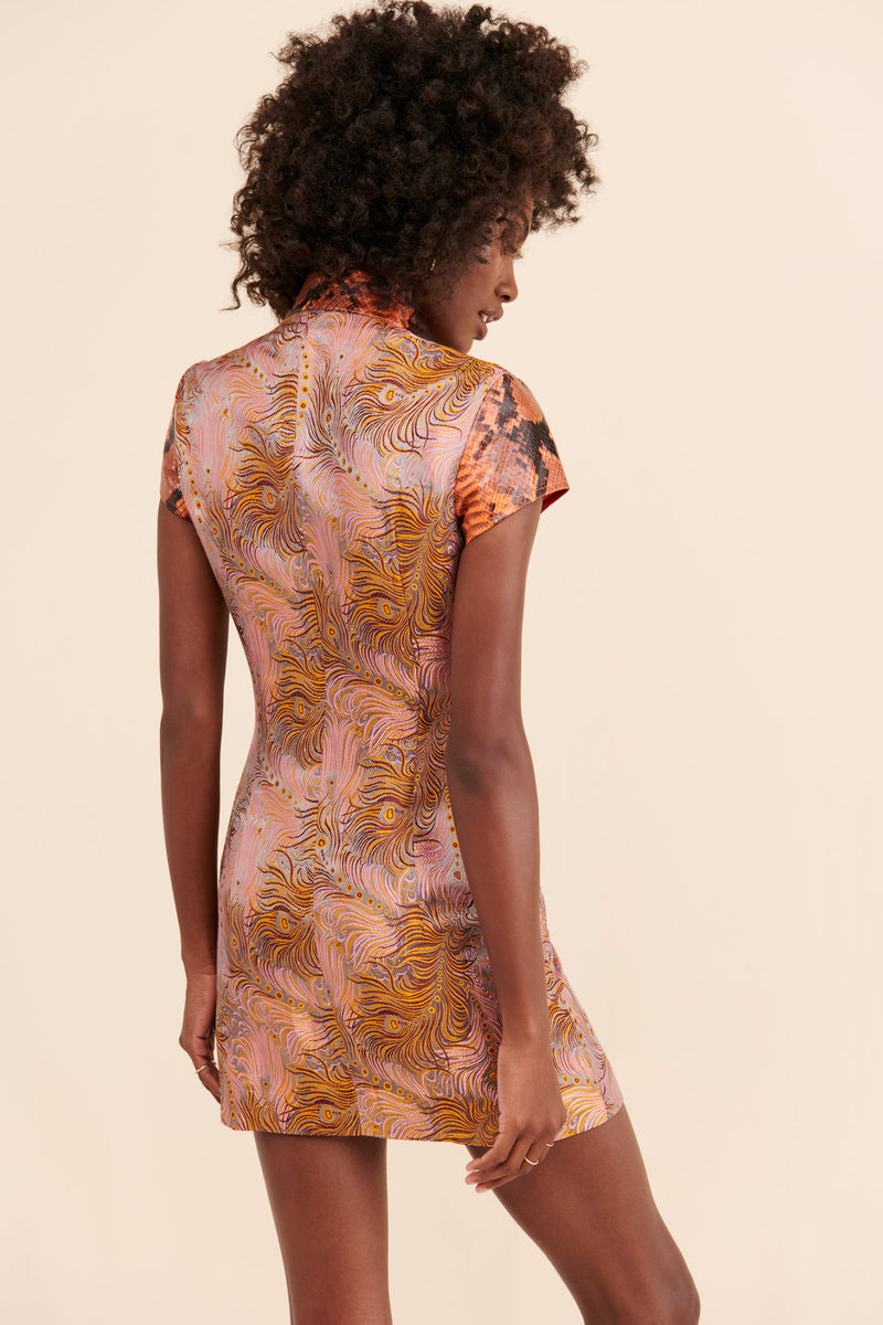 Brocade Combo Qi Pao Mini Dress