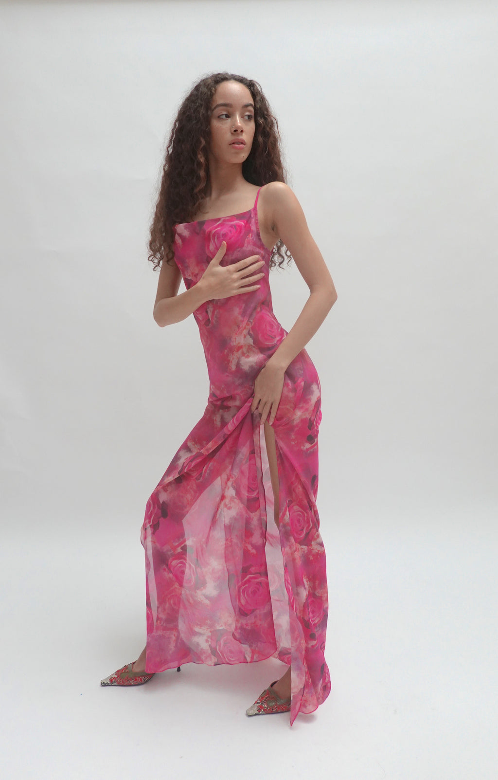 Chiffon Rose Gown in Pink