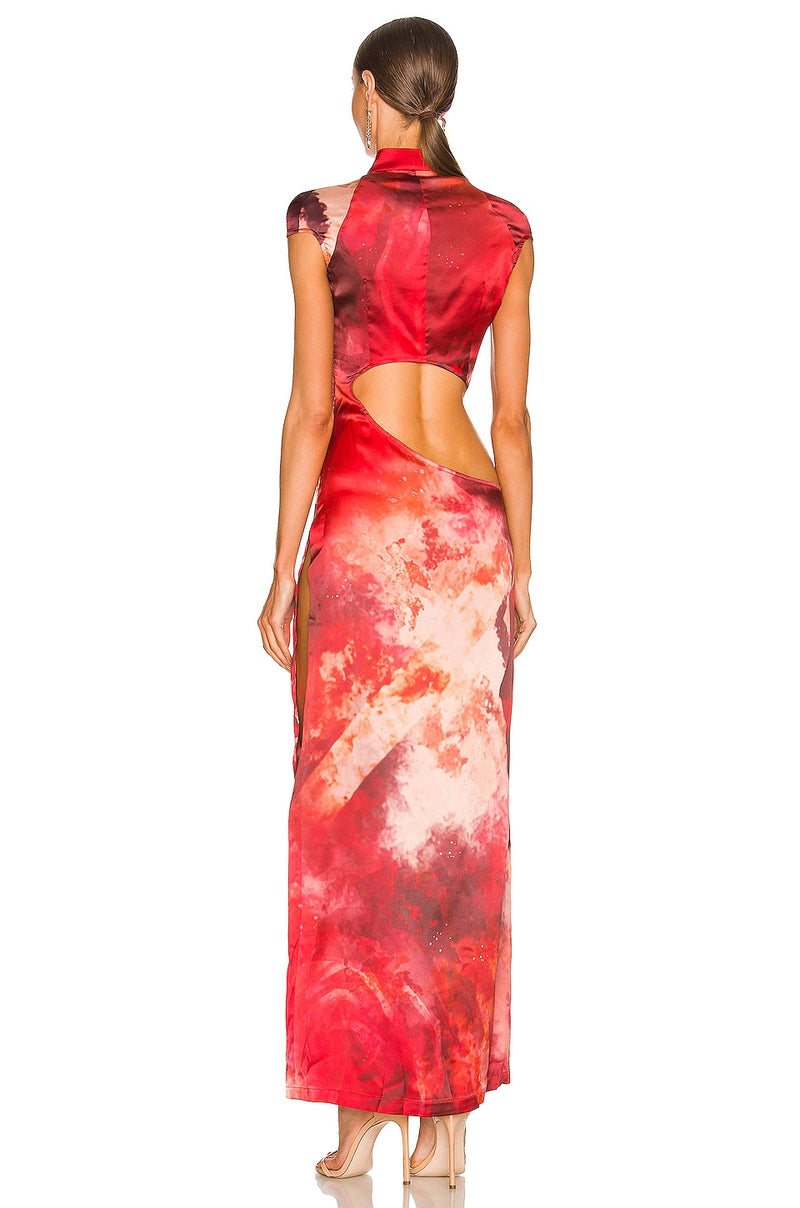 Cut out Red Qi Pao Gown