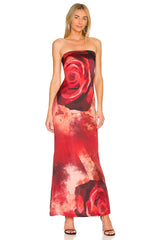 Red Rose Silk Tube Gown