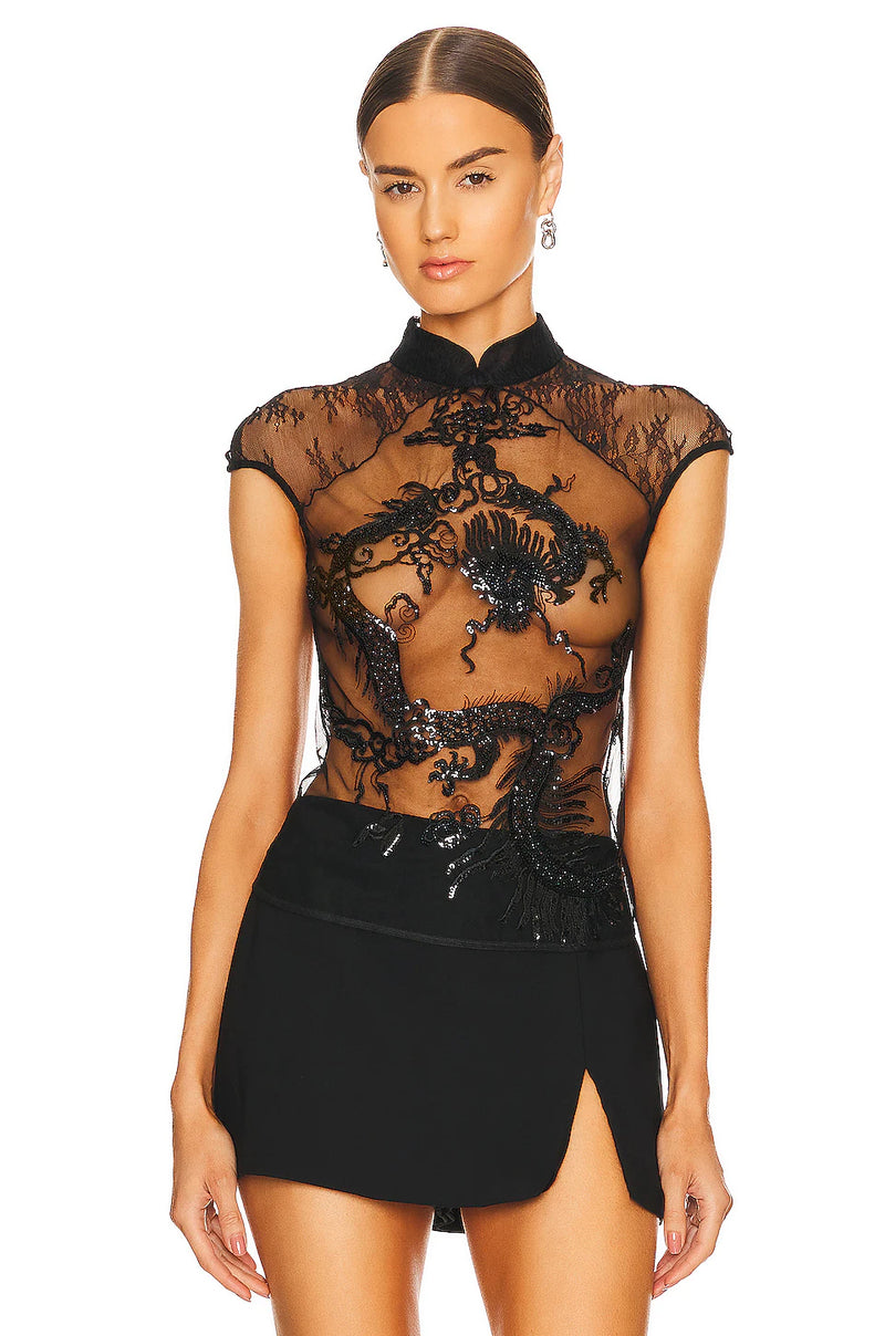 Beaded Dragon Qi Pao Top