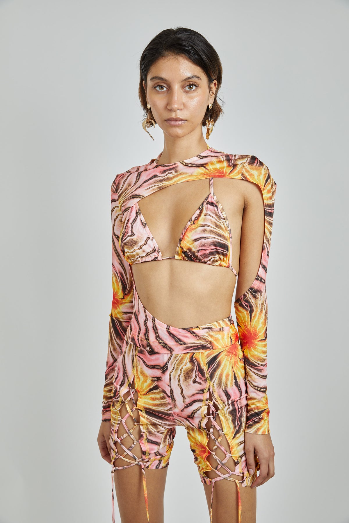 Cut out Tropic Print Top