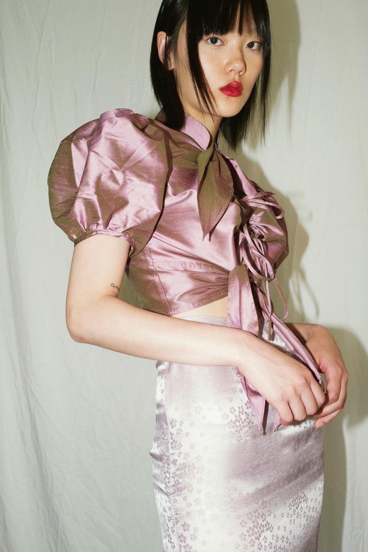 Lilac Multi Tie Taffeta Shirt