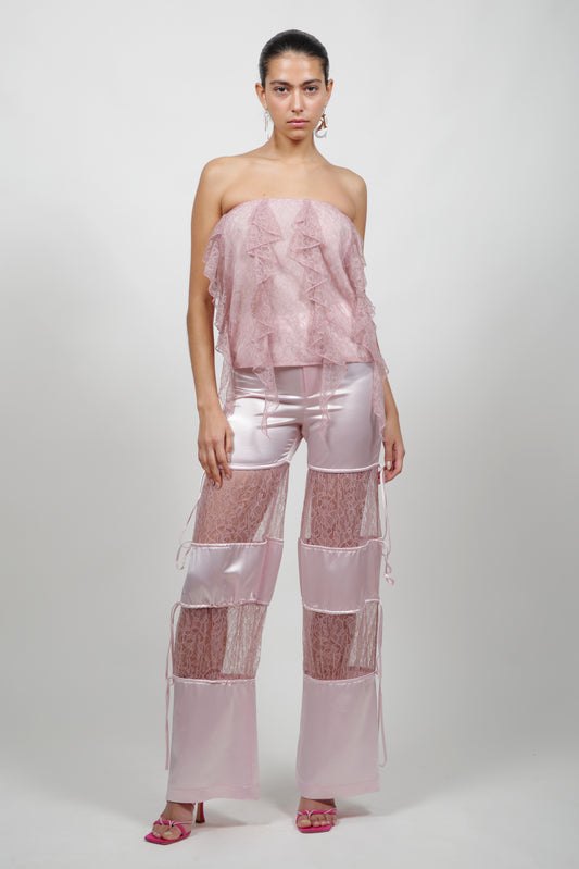 Pink Lace Insert Pant