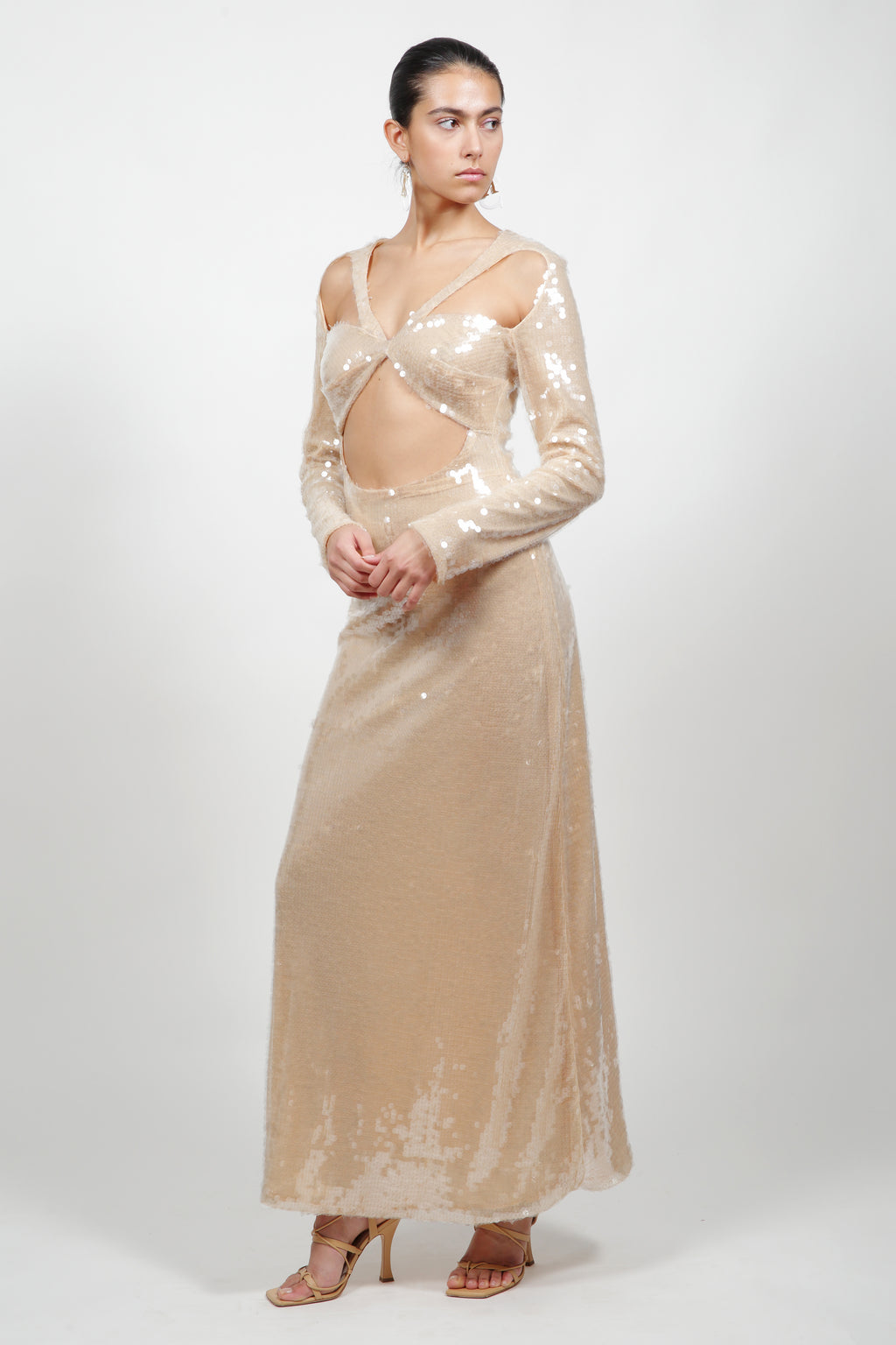 Pre Order: Champagne Pailette Cut out Gown