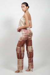 Brown Paisley Lace Insert Pant