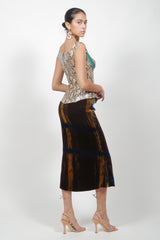 Brown Velour Midi Skirt